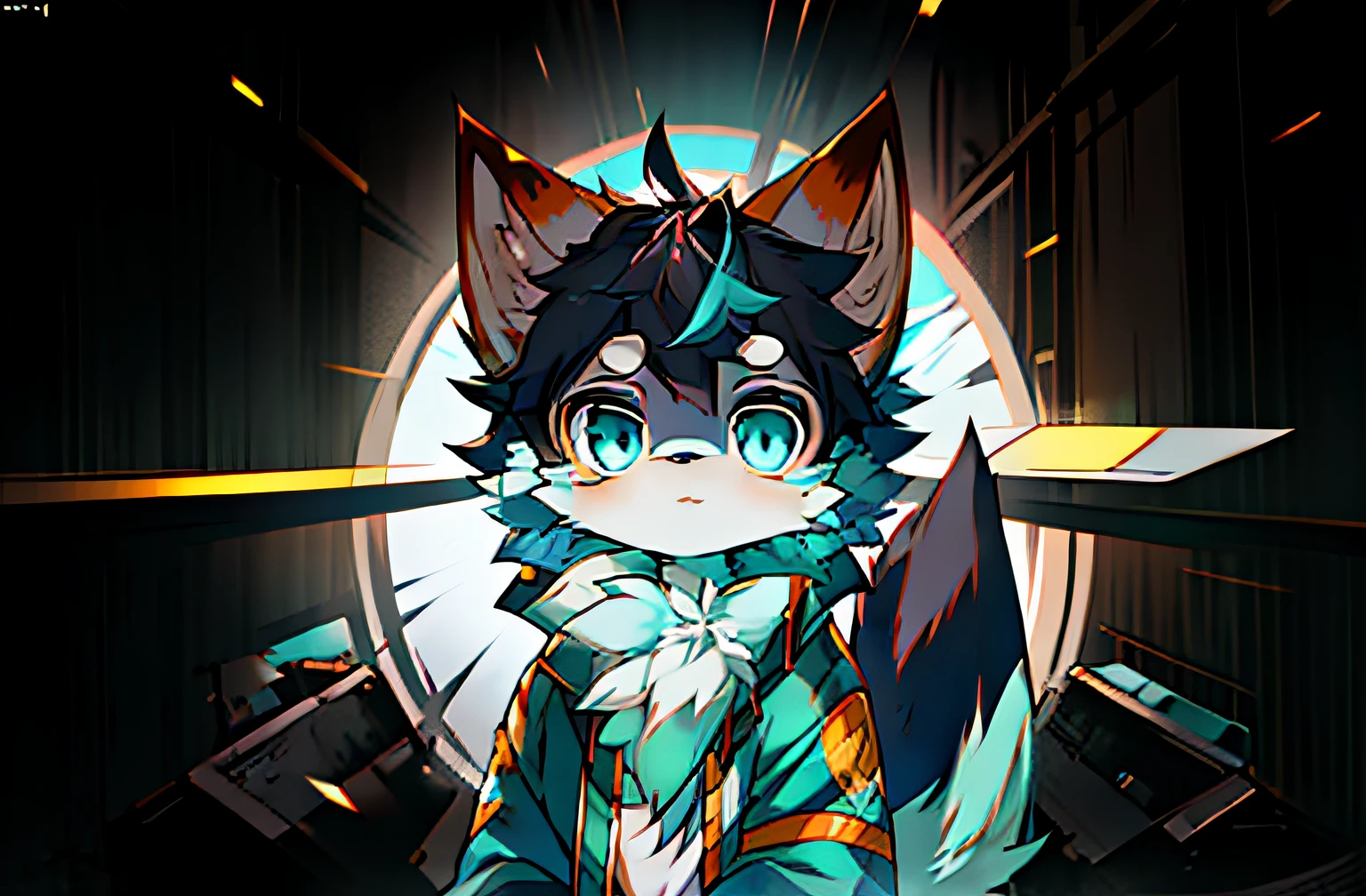Anime style fox with blue eyes and black tail, Flsona Art, Very, Very Very Beautiful Furry Art, Fra Affinity Committee, Furry Art!, Flafiniti Committee, High Resolution Committee, Fursona Furry Art Committee, Flsona !!, Flsona Committee, Professional Furry Digital Art