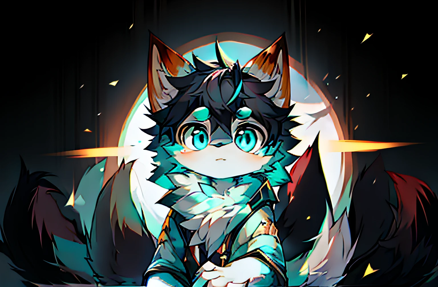 Anime style fox with blue eyes and black tail, Flsona Art, Very, Very Very Beautiful Furry Art, Fra Affinity Committee, Furry Art!, Flafiniti Committee, High Resolution Committee, Fursona Furry Art Committee, Flsona !!, Flsona Committee, Professional Furry Digital Art