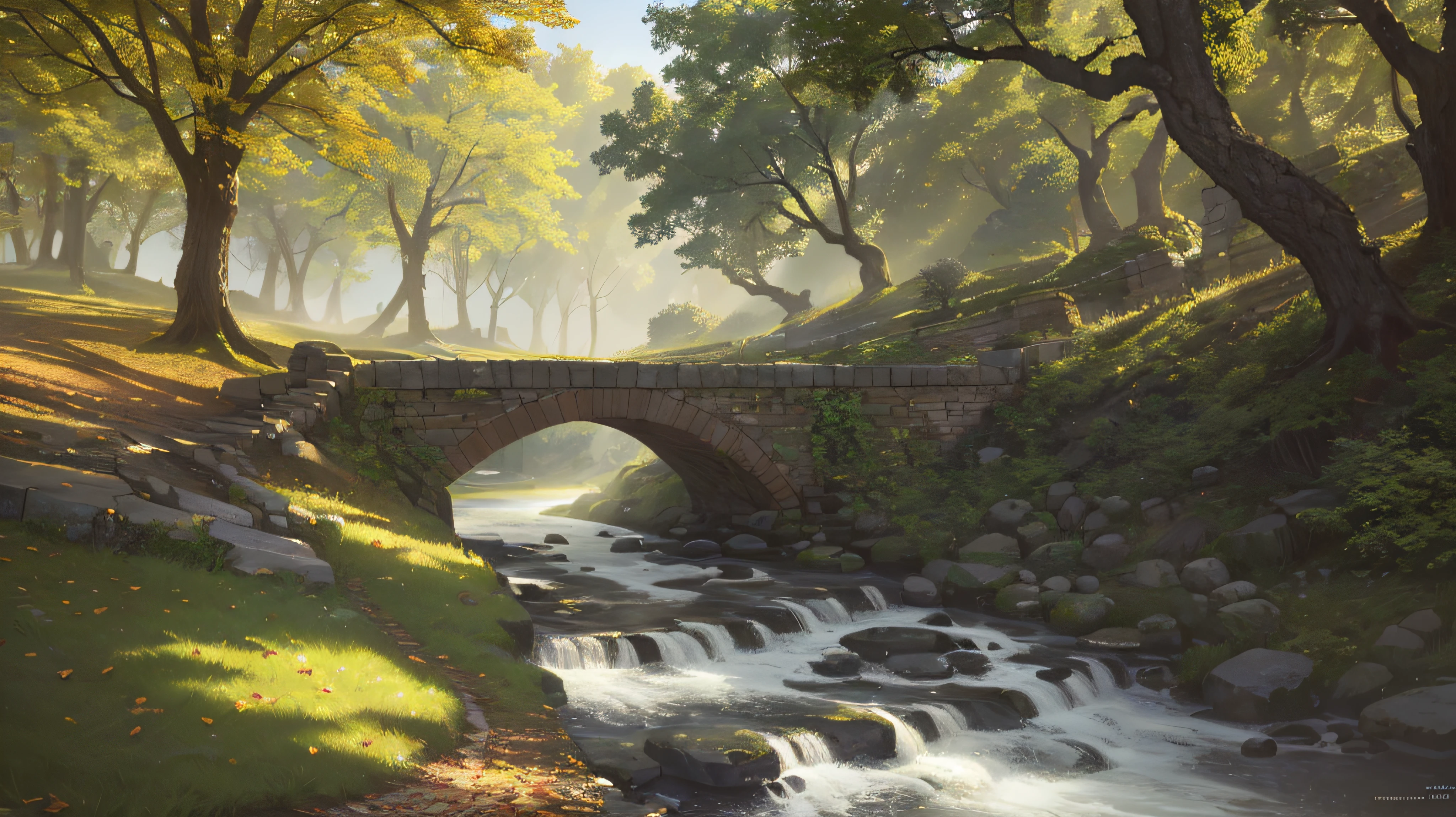 A mesmerizing 32k rendering of mystical plateau under dep sea, old roman aquaduct with flowing water, depth of field, Italian fortress and towers as a background covered with moss and ivy, the river of consacrated and reflected water is located at the foot of the portal , celestial clouds that emit smooth yellow lightning, big leaf, green soft shine nature lights, nature Mediterranean environments, in the art style of Pixar Animation Studio, AAA, Artstation trending, with a perfect composition and golden ratio, highly detailed, dramatic lighting, mist, ambient occlusion, volumetric lighting, glamorous, emotional, hyper detailed illustration and viewed from an isometric top-view angle. --auto