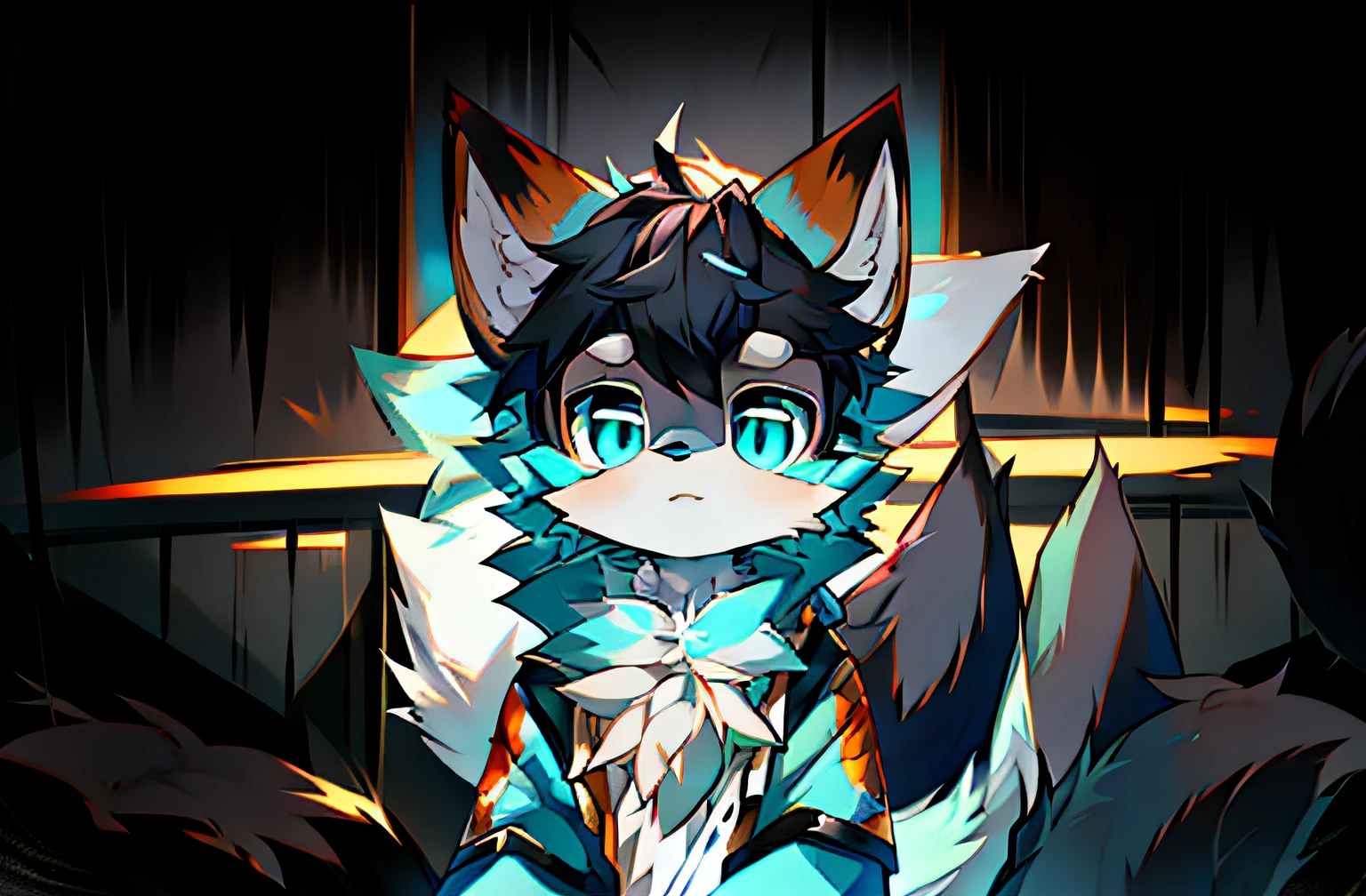 Anime style fox with blue eyes and black tail, Flsona Art, Very, Very Very Beautiful Furry Art, Fra Affinity Committee, Furry Art!, Flafiniti Committee, High Resolution Committee, Fursona Furry Art Committee, Flsona !!, Flsona Committee, Professional Furry Digital Art