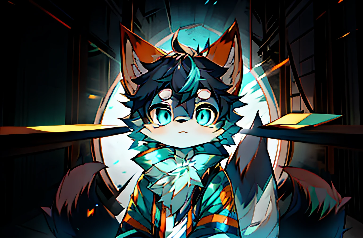 Anime style fox with blue eyes and black tail, Flsona Art, Very, Very Very Beautiful Furry Art, Fra Affinity Committee, Furry Art!, Flafiniti Committee, High Resolution Committee, Fursona Furry Art Committee, Flsona !!, Flsona Committee, Professional Furry Digital Art