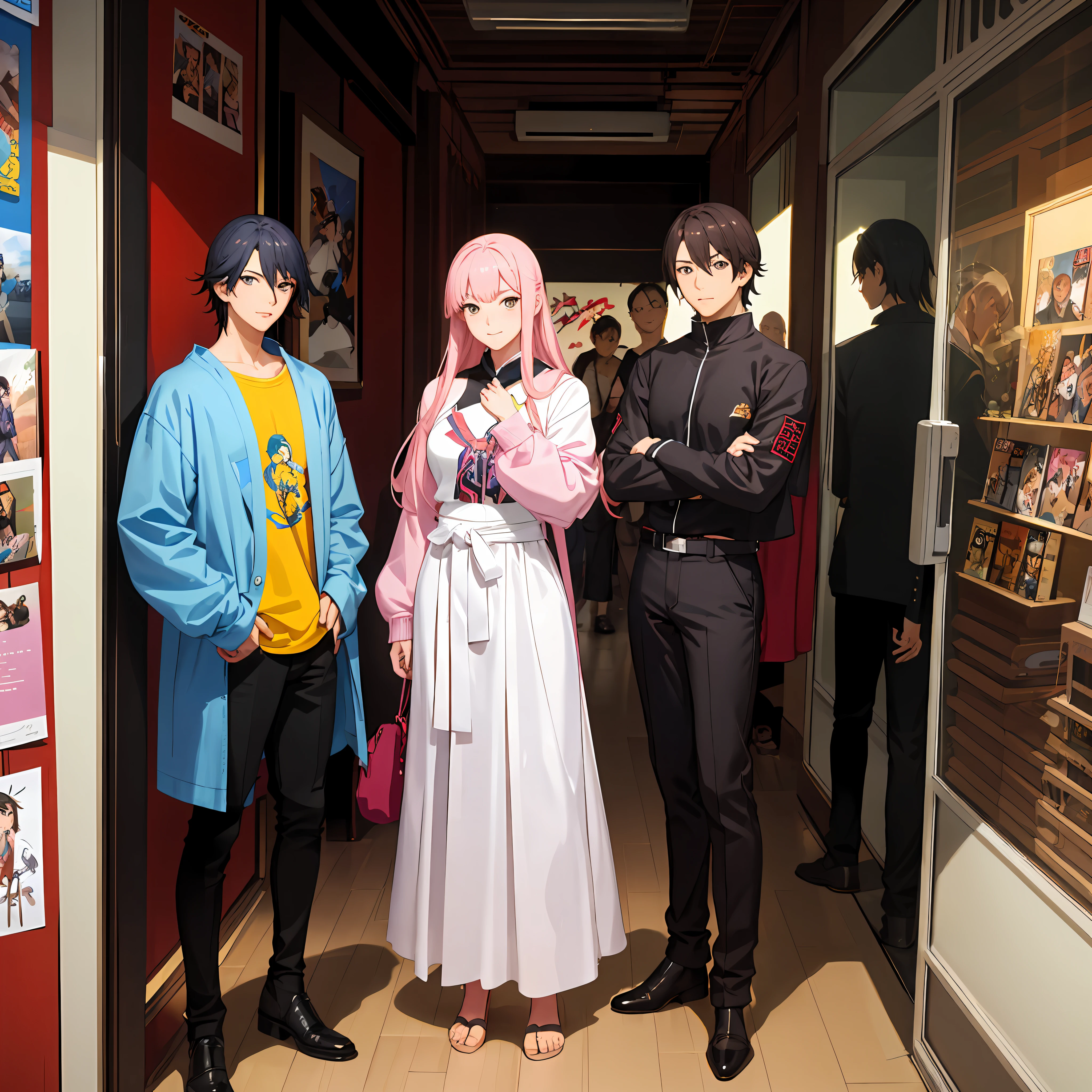 anime characters posing for a photo in front of a window, range murata and artgerm, two anime handsome men, artgerm and genzoman, jin shan and ross tran, ross tran and bayard wu, yiqiang and shurakrgt, akehiko inoue and ross tran, masayoshi suto and artgerm, by Yang J