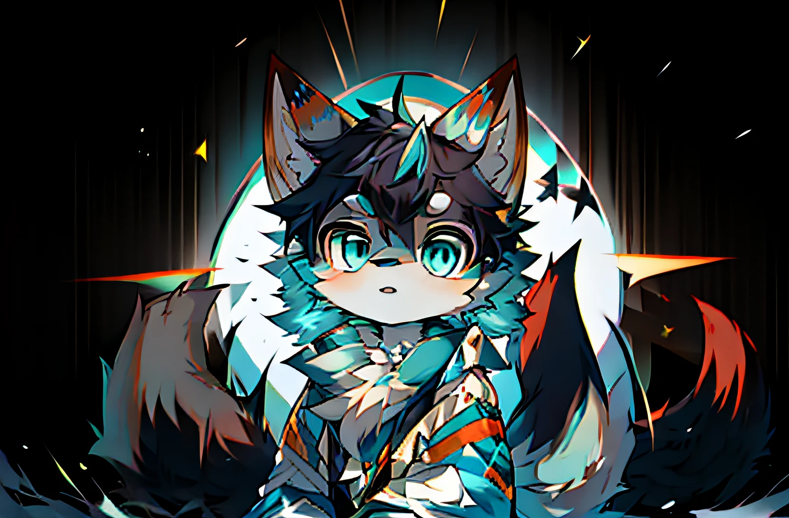 Anime style fox with blue eyes and black tail, Flsona Art, Very, Very Very Beautiful Furry Art, Fra Affinity Committee, Furry Art!, Flafiniti Committee, High Resolution Committee, Fursona Furry Art Committee, Flsona !!, Flsona Committee, Professional Furry Digital Art