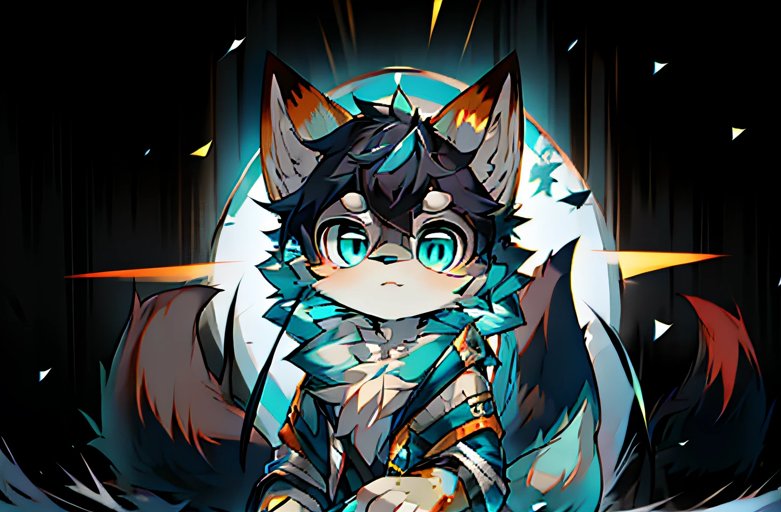 Anime style fox with blue eyes and black tail, Flsona Art, Very, Very Very Beautiful Furry Art, Fra Affinity Committee, Furry Art!, Flafiniti Committee, High Resolution Committee, Fursona Furry Art Committee, Flsona !!, Flsona Committee, Professional Furry Digital Art