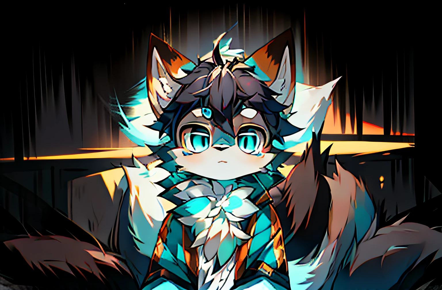 Anime style fox with blue eyes and black tail, Flsona Art, Very, Very Very Beautiful Furry Art, Fra Affinity Committee, Furry Art!, Flafiniti Committee, High Resolution Committee, Fursona Furry Art Committee, Flsona !!, Flsona Committee, Professional Furry Digital Art