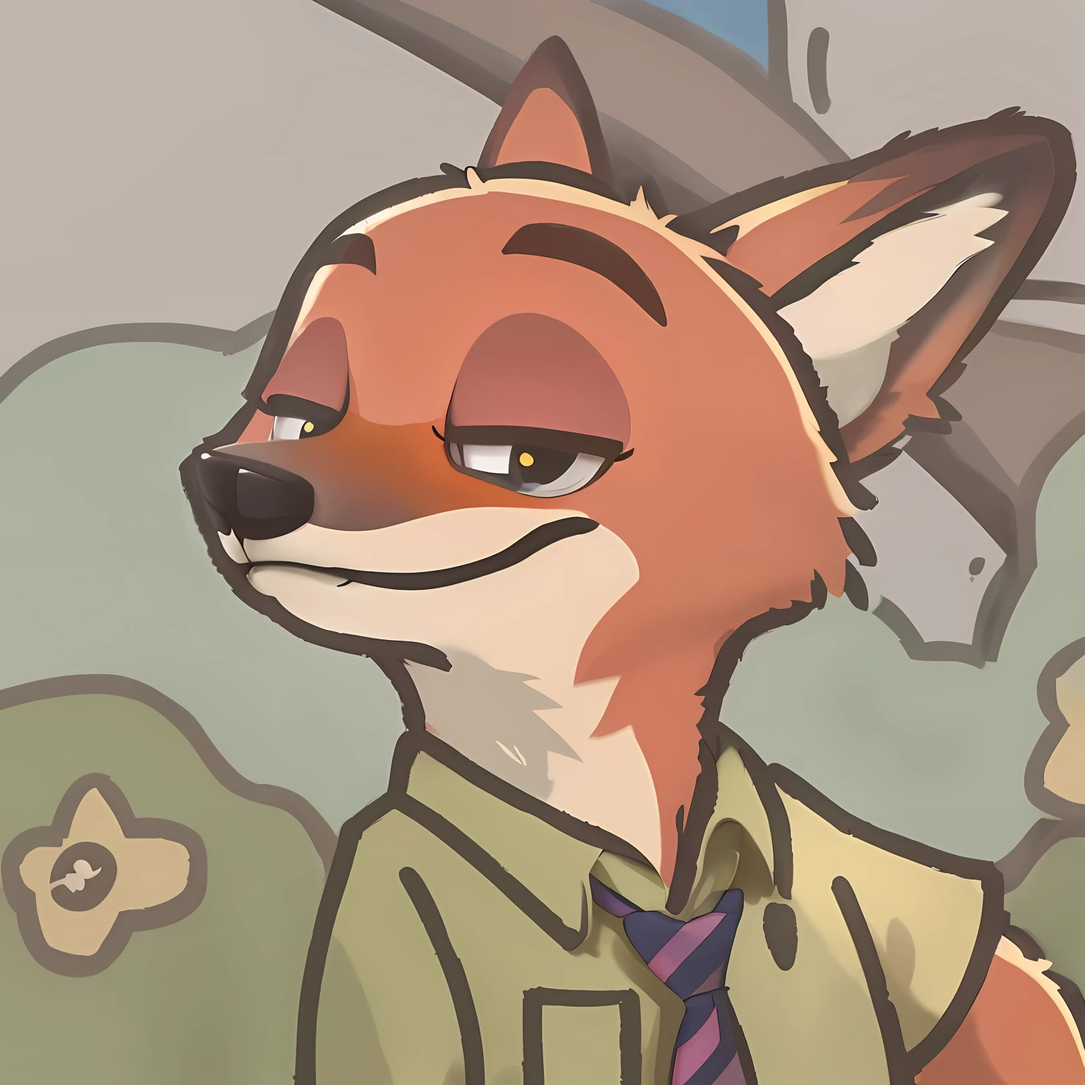 there is a cartoon fox wearing a tie and a shirt, nick wilde from zootopia, nick wilde, style of zootopia, in style of disney zootopia, in style of zootopia, portrait of an anthro fox, an anthro fox, zootopia style, zootopia movie style, art in the style of joshy sly, professional furry drawing