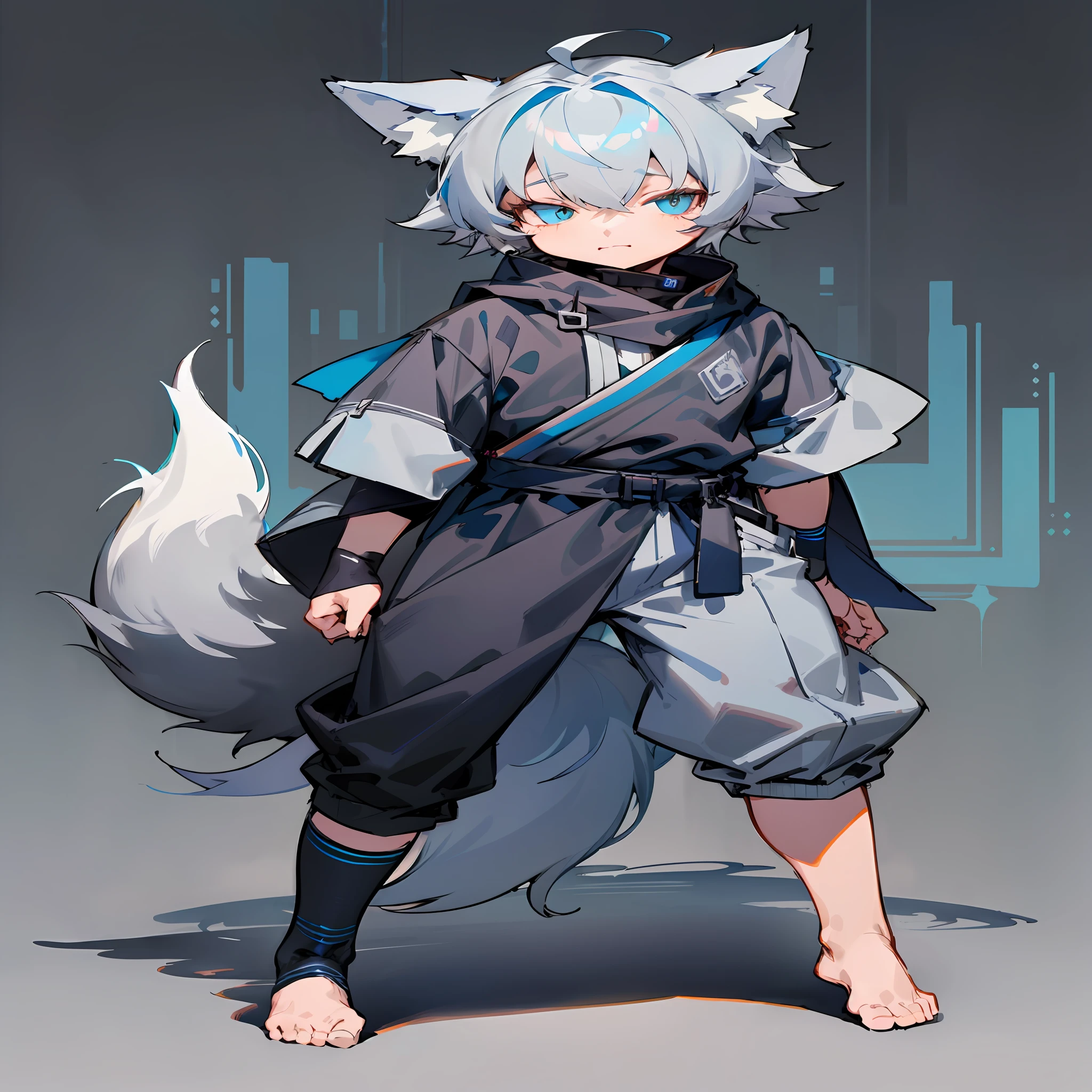 anime character with a cat tail and a blue tail, from arknights, official character illustration, official character art, anime style character, ( ( character concept art ) ), detailed anime character art, arknights, anime character, white - haired fox, dark fox mage, trending on artstation pixiv, white fox anime, anime character art, digital anime illustration