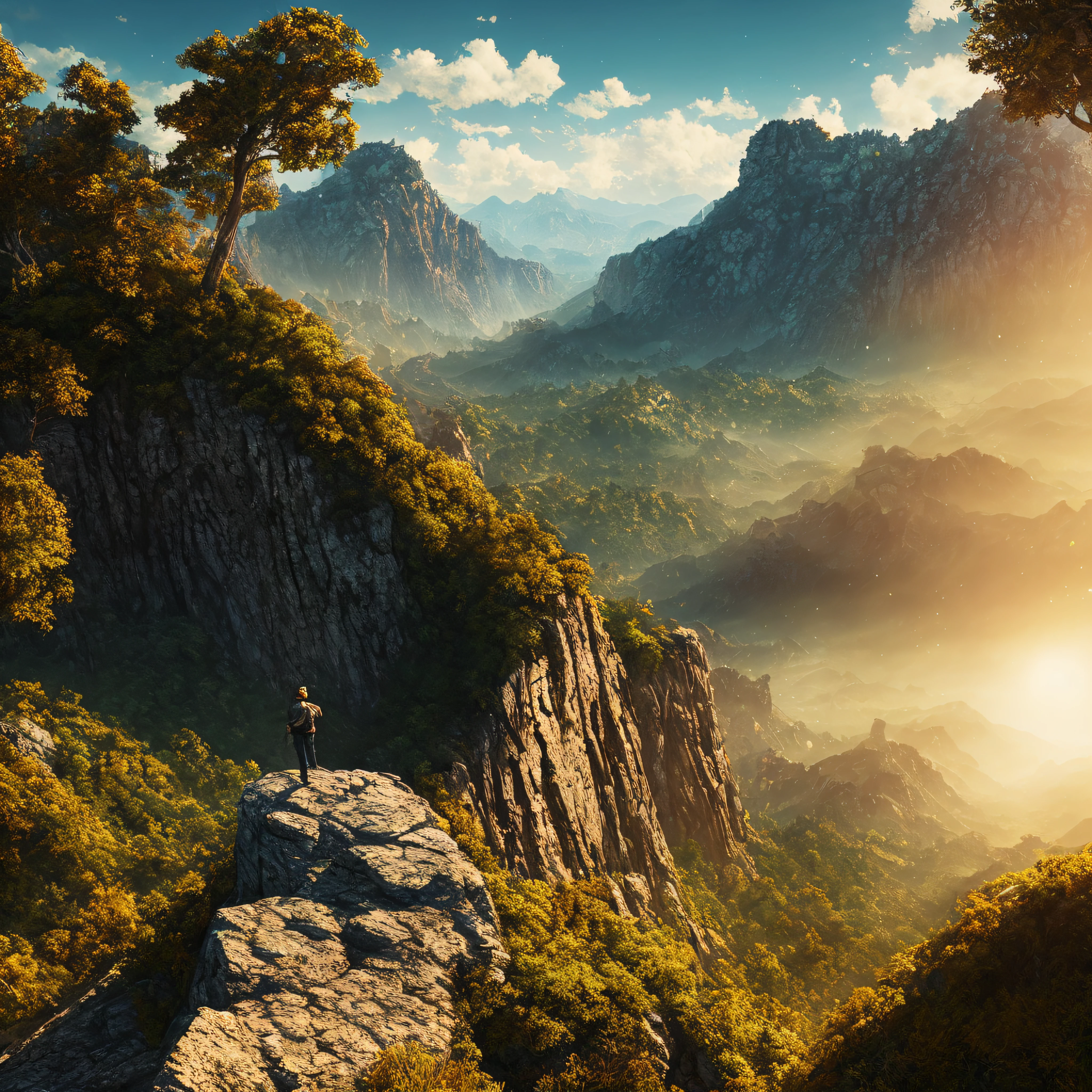 teenager on the edge of a very high precipice with depression, professional image, wide photo, insanely realistic with with soft golden lighting, 20 megapixels, canon eos r3, depth of field, soft lighting, masterpiece, best quality, intricate, mapped tone, highly detailed, smooth, sharp focus, highly detailed art, cinematic, hyper realistic, 8K, amazing shadows, realistic, (highly detailed background: 1.0)