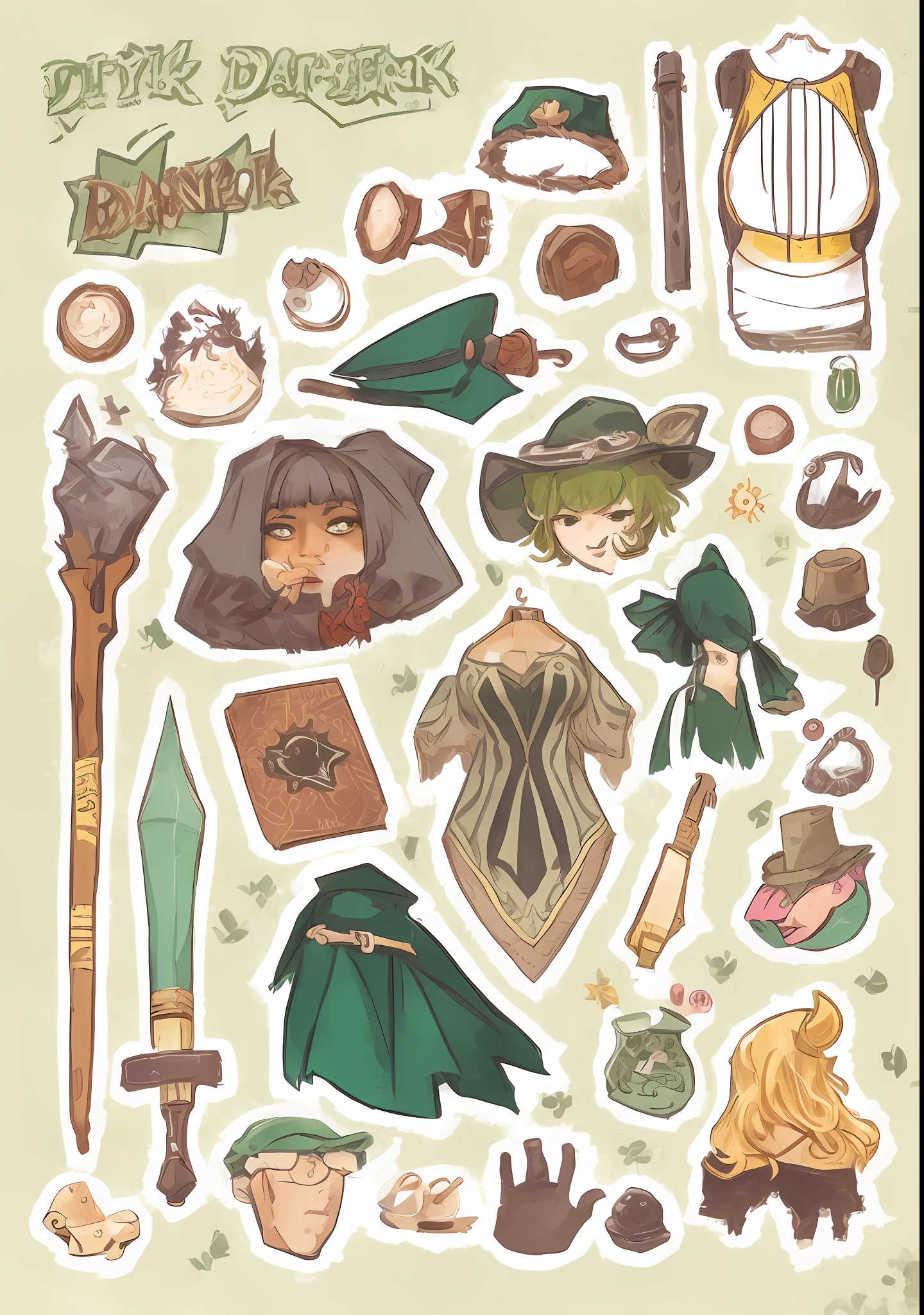 ddstyle,maribel garlick, (darkest dungeon), 1girl,green hat,green dress,