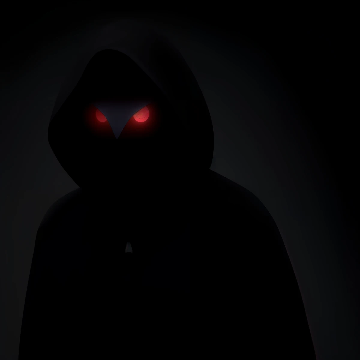 arafed hooded man in a dark room with red eyes, with red glowing eyes, evil smile and glowing eyes, red glowing eyes, red eyes glowing, with glowing red eyes, glowing red eyes, eerie glowing eyes, metal and glowing eyes, with glowing eyes, red led eyes, bright demonic glowing eyes, glowing eyes in helmet, glowing red laser eyes