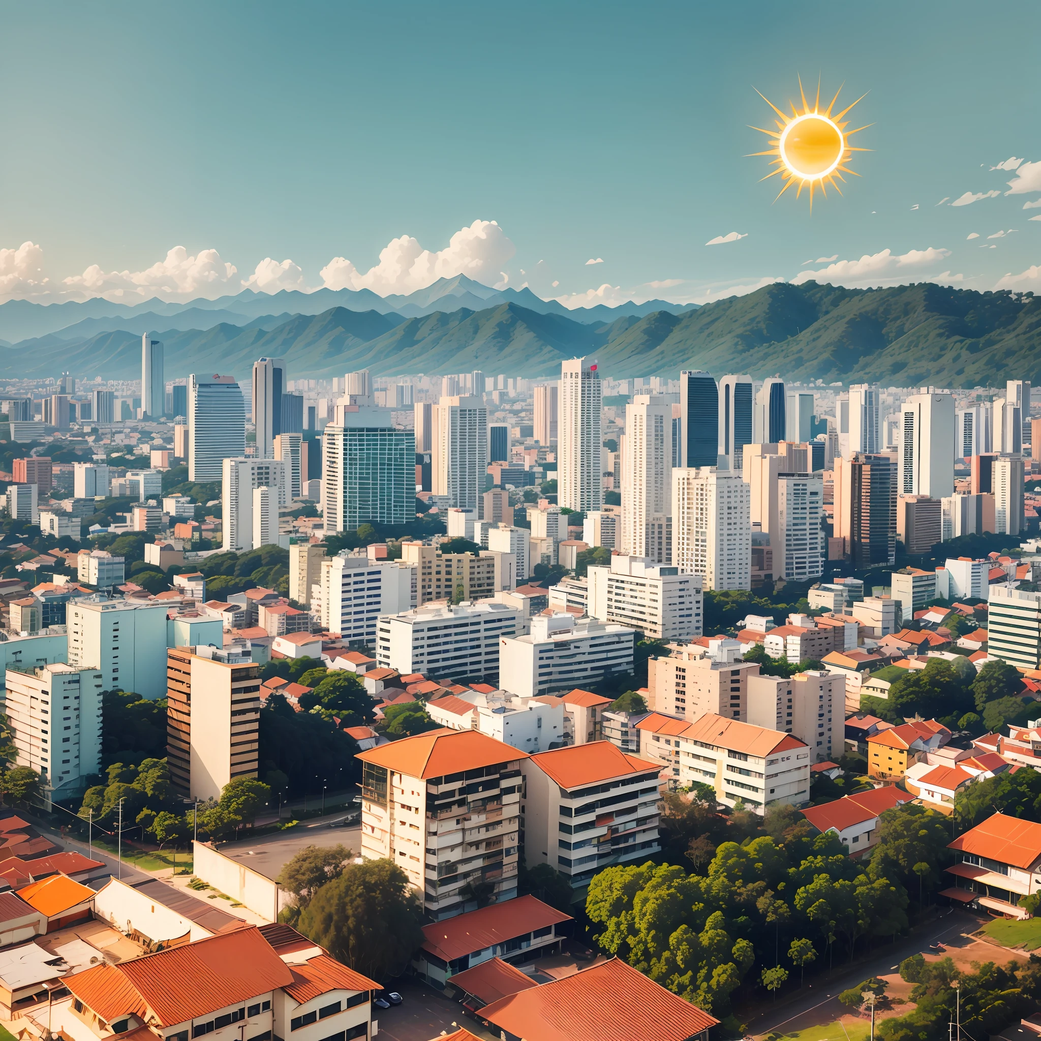 city of Uberlândia Minas Gerais sunny near the Central theme with a very beautiful sun --auto --s2