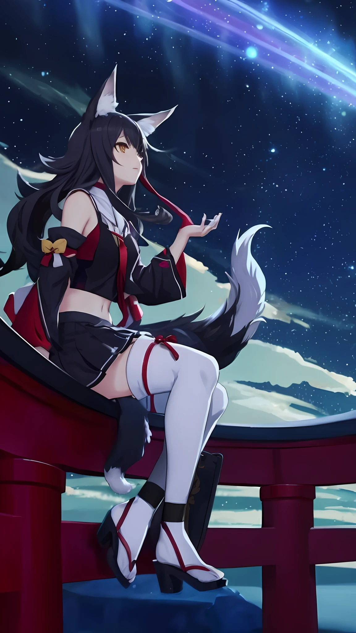 a woman sitting on a bench with a cat tail, azur lane style, onmyoji detailed art, from arknights, onmyoji, from the azur lane videogame, characters from azur lane, keqing from genshin impact, nightcore, anime wallaper, fox nobushi, anime background, high quality anime artstyle, anime cover