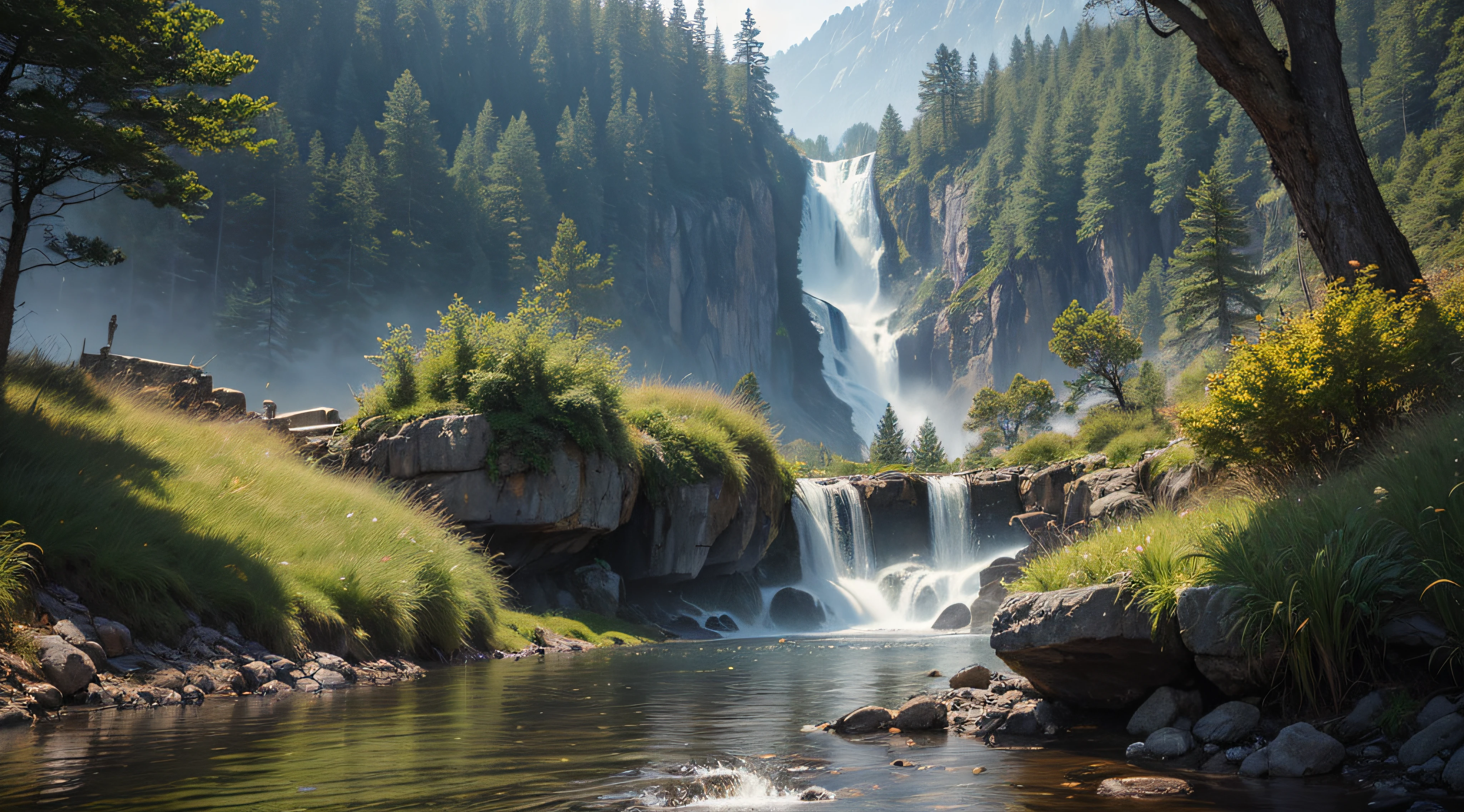 landscape,water,(extremely detailed CG unity 8k wallpaper), most beautiful artwork in the world,professional majestic oil painting,intricate, High Detail, Sharp focus, dramatic, photorealistic painting art