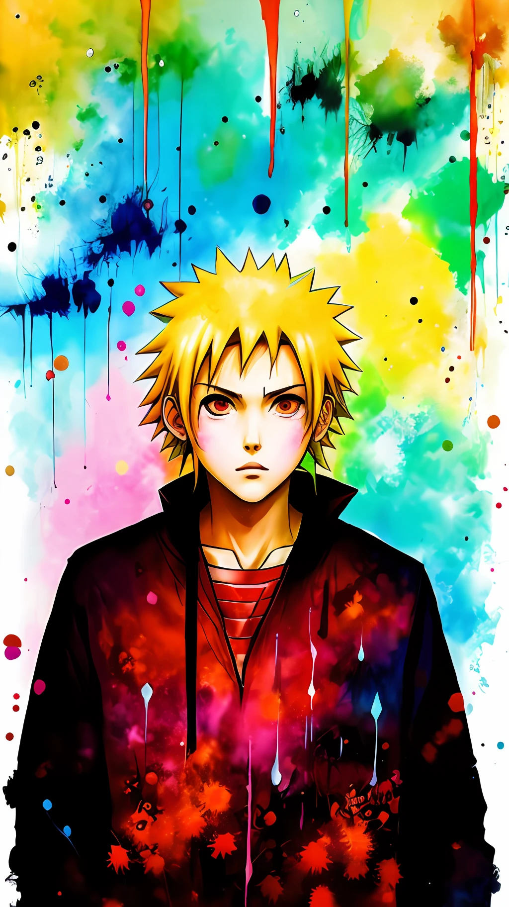 Naruto Uzumaki agnes cecile, luminous design, pastel colours, ink drips, autumn lights