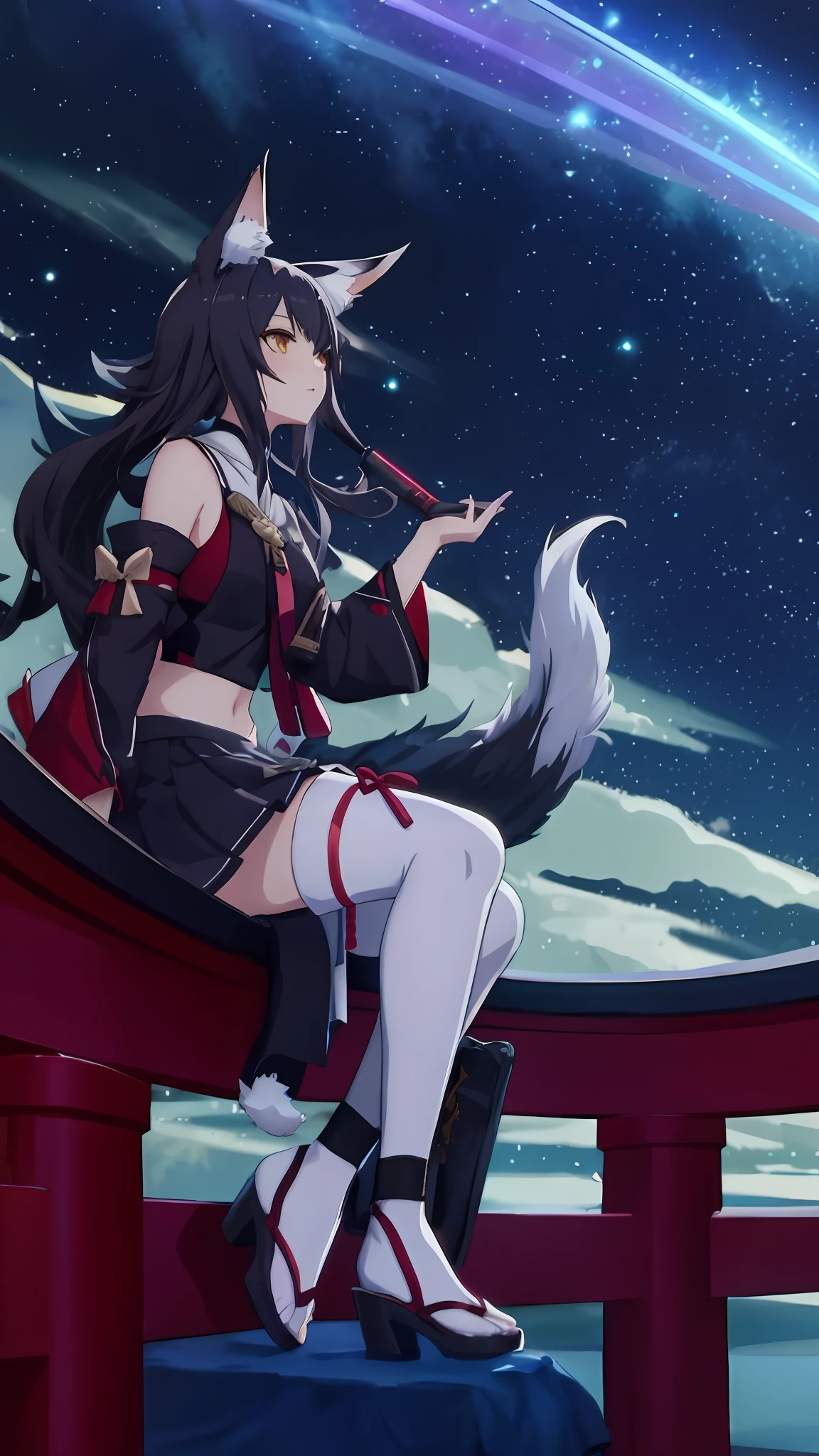 a woman sitting on a bench with a cat tail, azur lane style, onmyoji detailed art, from arknights, onmyoji, from the azur lane videogame, characters from azur lane, keqing from genshin impact, nightcore, anime wallaper, fox nobushi, anime background, high quality anime artstyle, anime cover