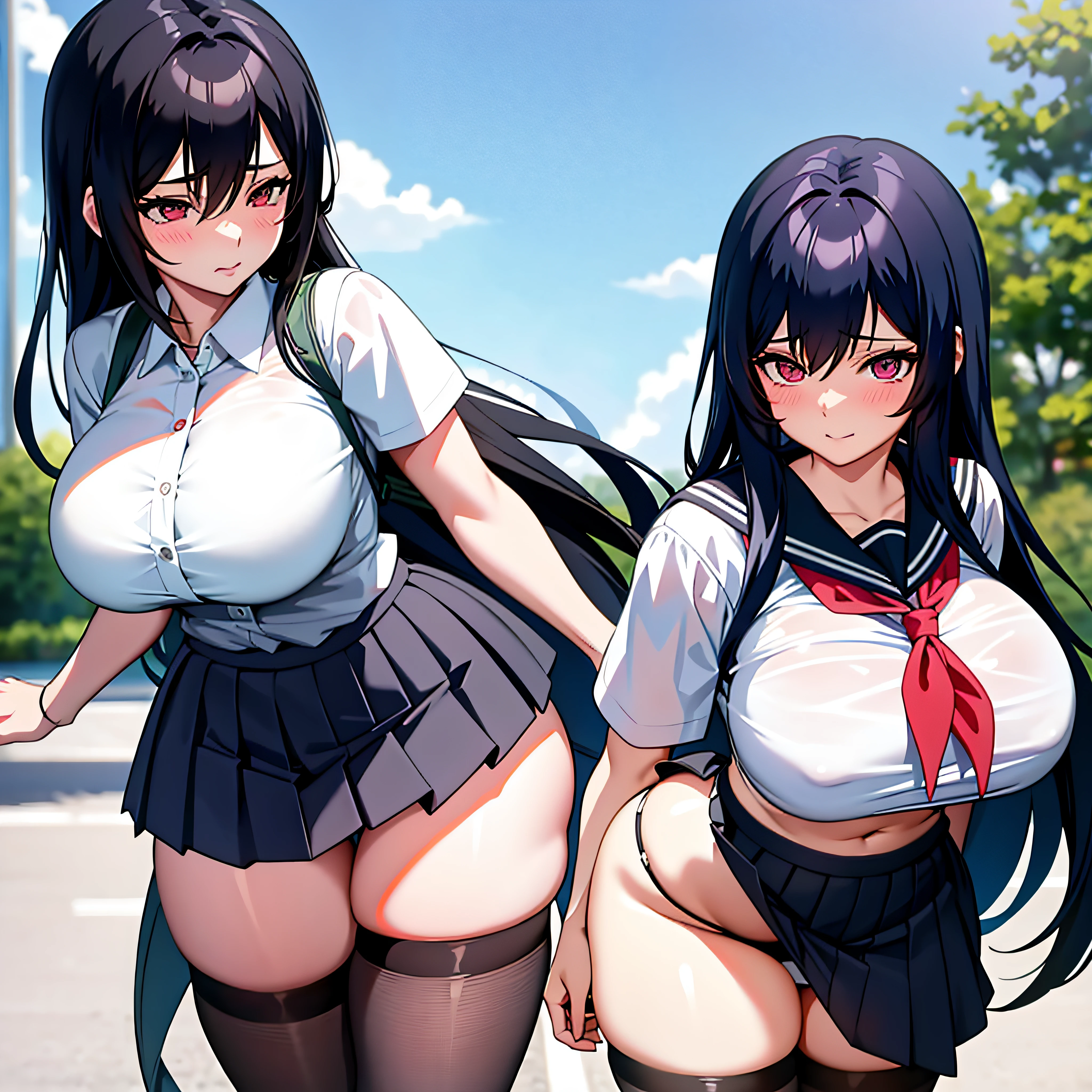 High school girl, huge breasts, untied long black hair, long black hair, twisted eyes, long eyelashes, nice and cute huge breasts, white underwear and skirt, sexy pose showing underwear shorts, big boobs, thighs, anime style , beautiful anime schoolgirl, surreal schoolgirl, surreal schoolgirl, mesmerizing anime girl, realistic schoolgirl, big boobs emphasized, naughty anime style, naughty thighs, naughty thighs, smooth anime CG art, surreal school girl, seductive anime girl, realistic school girl, smooth anime CG art, anime girl, beautiful anime school girl, beautiful anime girl, beautiful alluring anime teen girl, ecchi anime style, photorealistic rendering of anime girl, big ass, censored ass