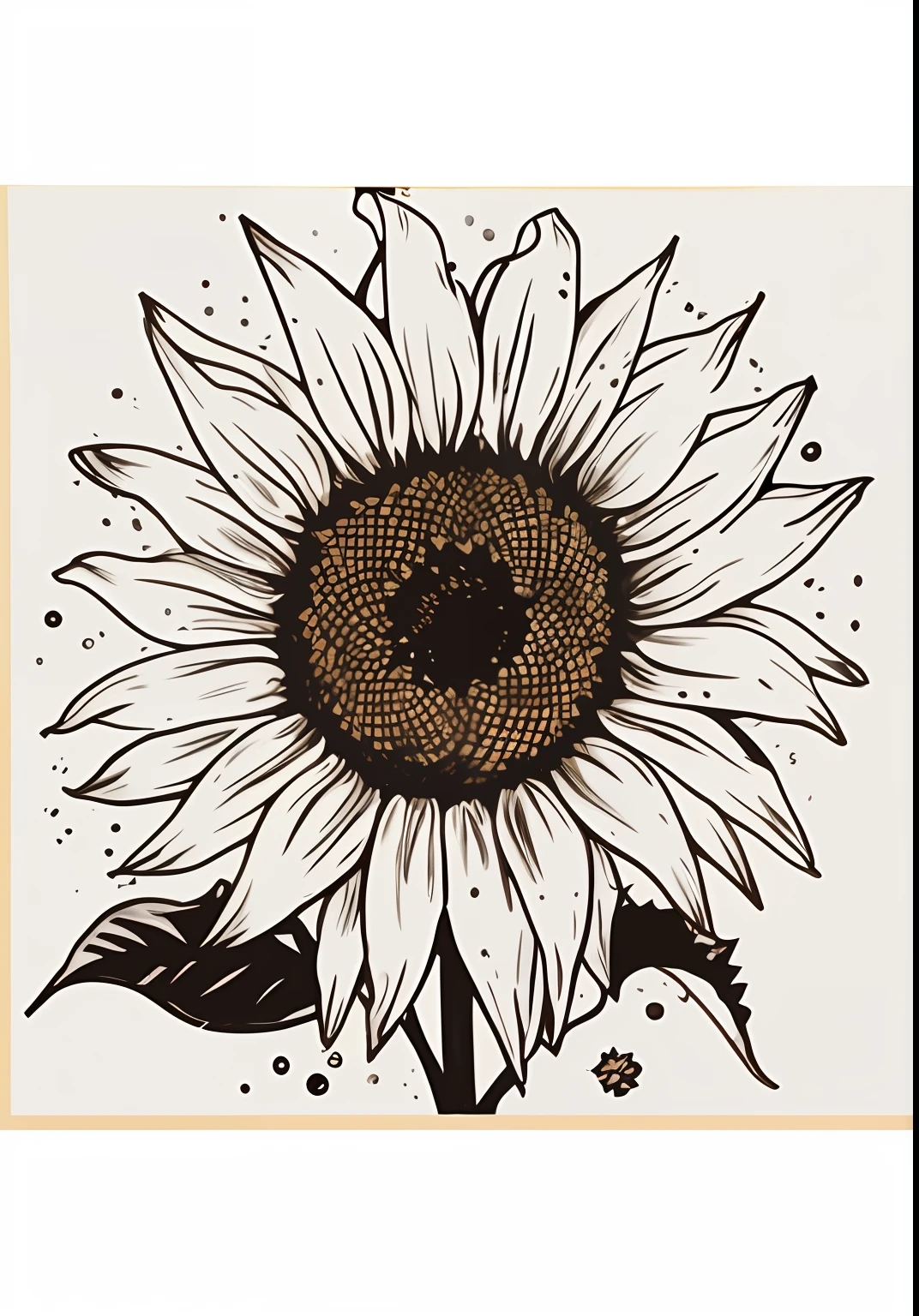 a close up of a sunflower with a black and white background, sunflower, flower, full bloom, drawn with photoshop, detailed digital illustration, botanical, pen and ink style, hand drawn illustration, very detailed feel, sunflowers, full sun, floral, sepia sunshine, fine art print, by Morgan Russell, sunflower stained glass, powerful detail, detailed digital drawing