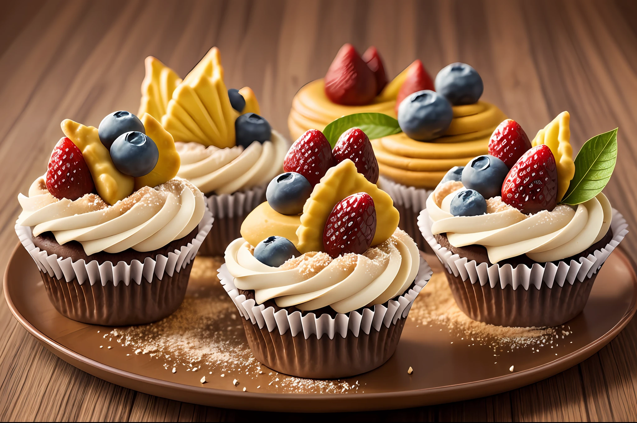 Create an advertising image highlighting the rich variety of Brazilian desserts, with a tantalizing display of brigadeiros, beijinhos, and quindins, tempting viewers with their sweetness.