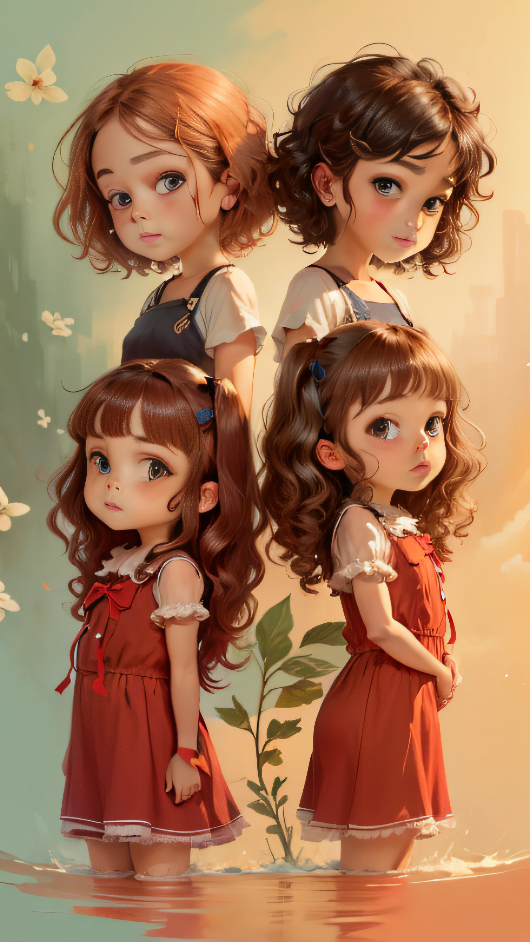 Twins, brunettes, wavy hair. --auto