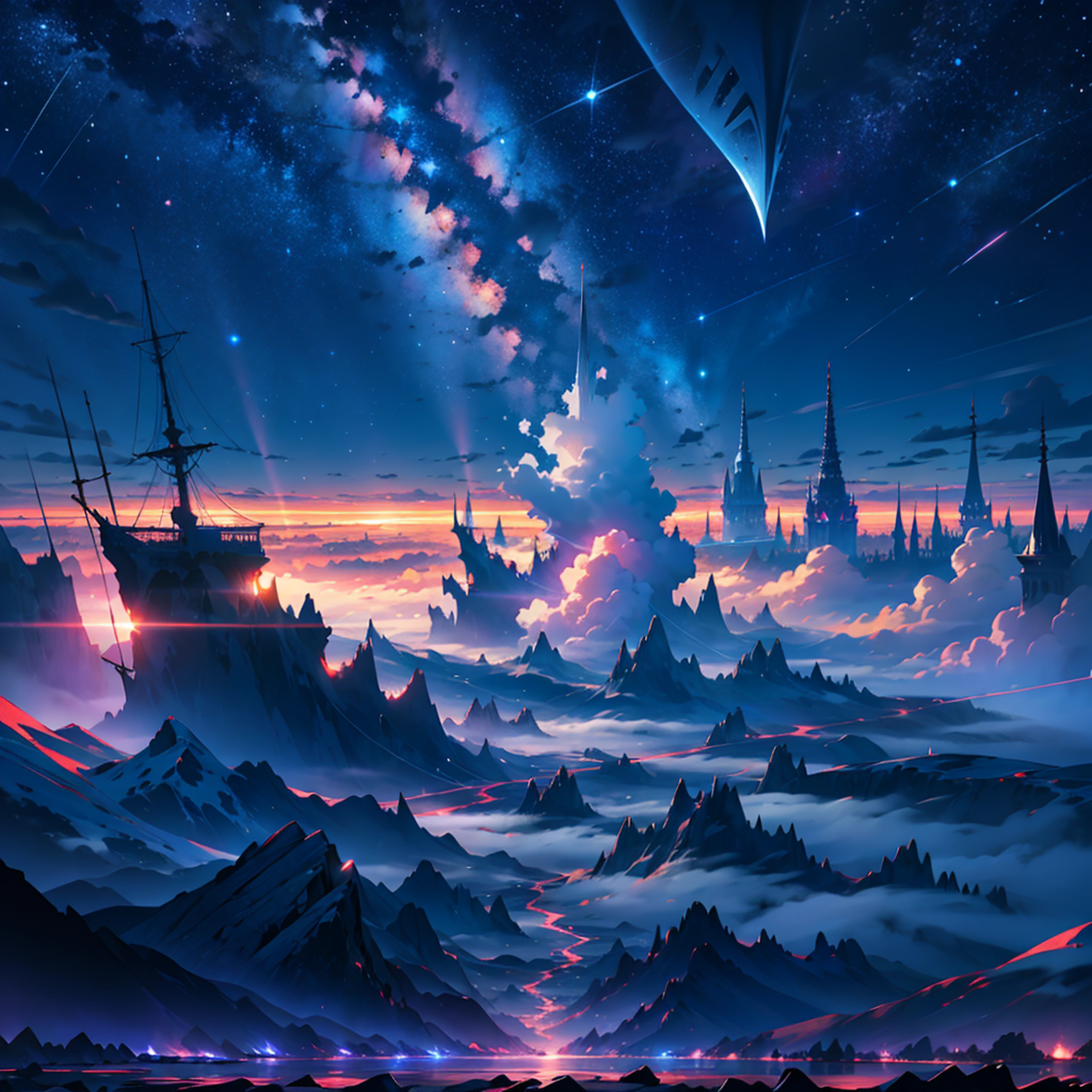 anime - style scene of a sunset with stars and planets, cosmic skies. by makoto shinkai, sunset on distant machine planet, magnificent background, anime sky, anime art wallpaper 4 k, anime art wallpaper 4k, 4k highly detailed digital art, anime art wallpaper 8 k, ross tran. scenic background, anime background art, anime wallpaper 4 k