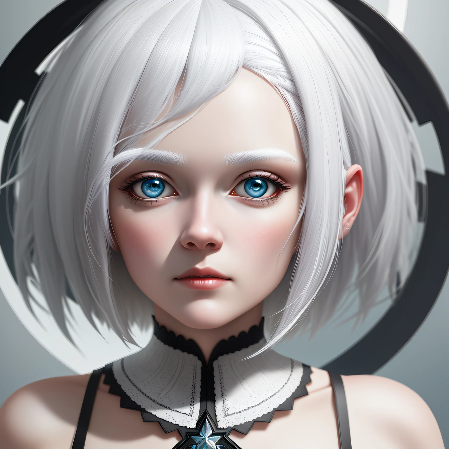 best quality,High quality texture, a realistic representation of the face, emi-realistic,white hair