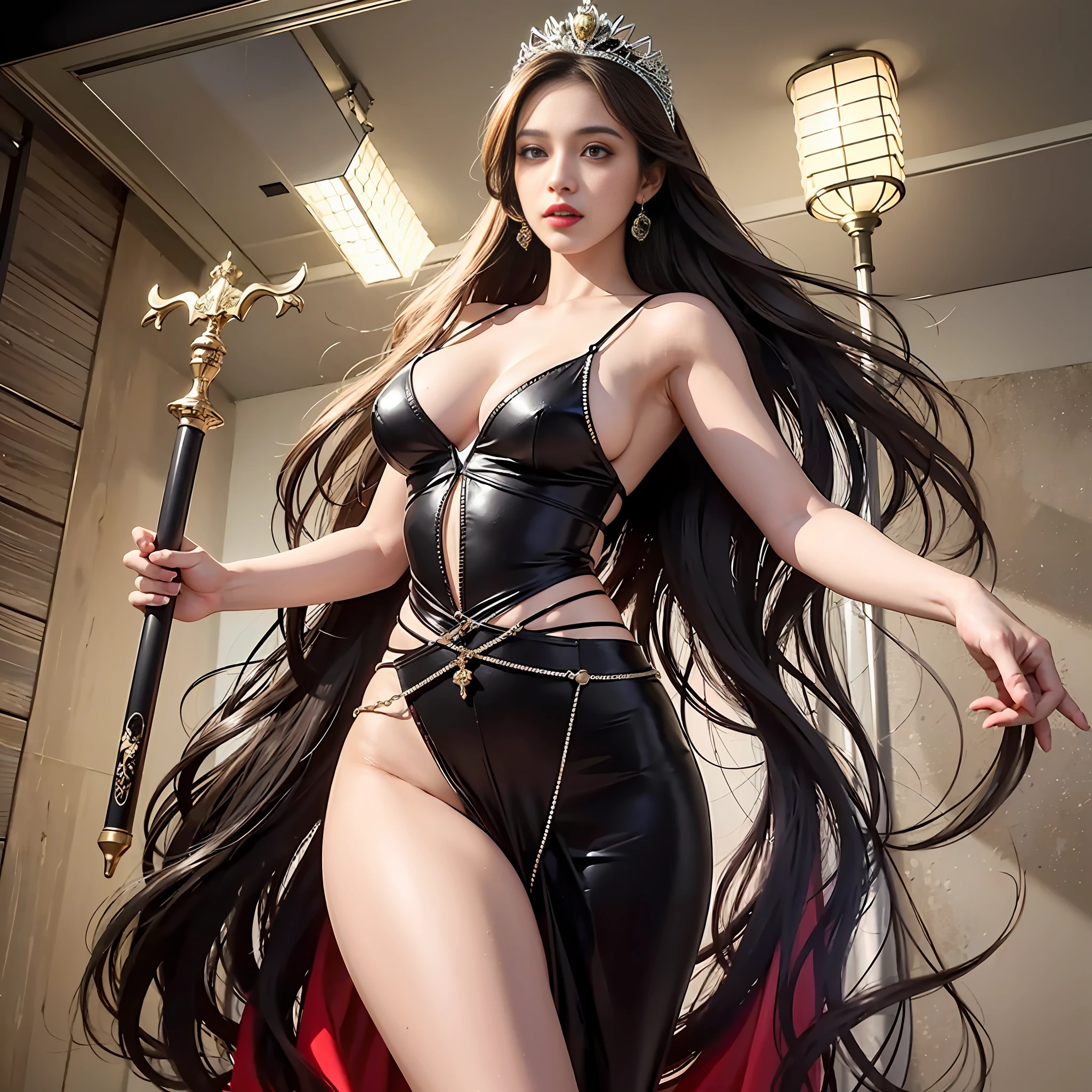 (masterpiece), (best quality), (realistic), ((Queen of Mars)), (Dejah Solis), (audience room), 20 years old, 1girl, heavy costume, regal costume, holding a sword in hand, sharp focus: 1.5, beautiful woman with detailed eyes, double eyelids, long hair, perfect figure: 1.4, perfect proportions, anatomically correct figure, ideal size of bust, waist and hips, Slender body, well-proportioned beautiful breasts, tight squeezed waist, standing, full body, beauty in return, fashion model, portrait shoot, ideal lighting, beautiful hips, best quality, masterpiece, ultra high res, (photorealistic:1.4), RAW photo, red lips, red high heels, face length and neat face、