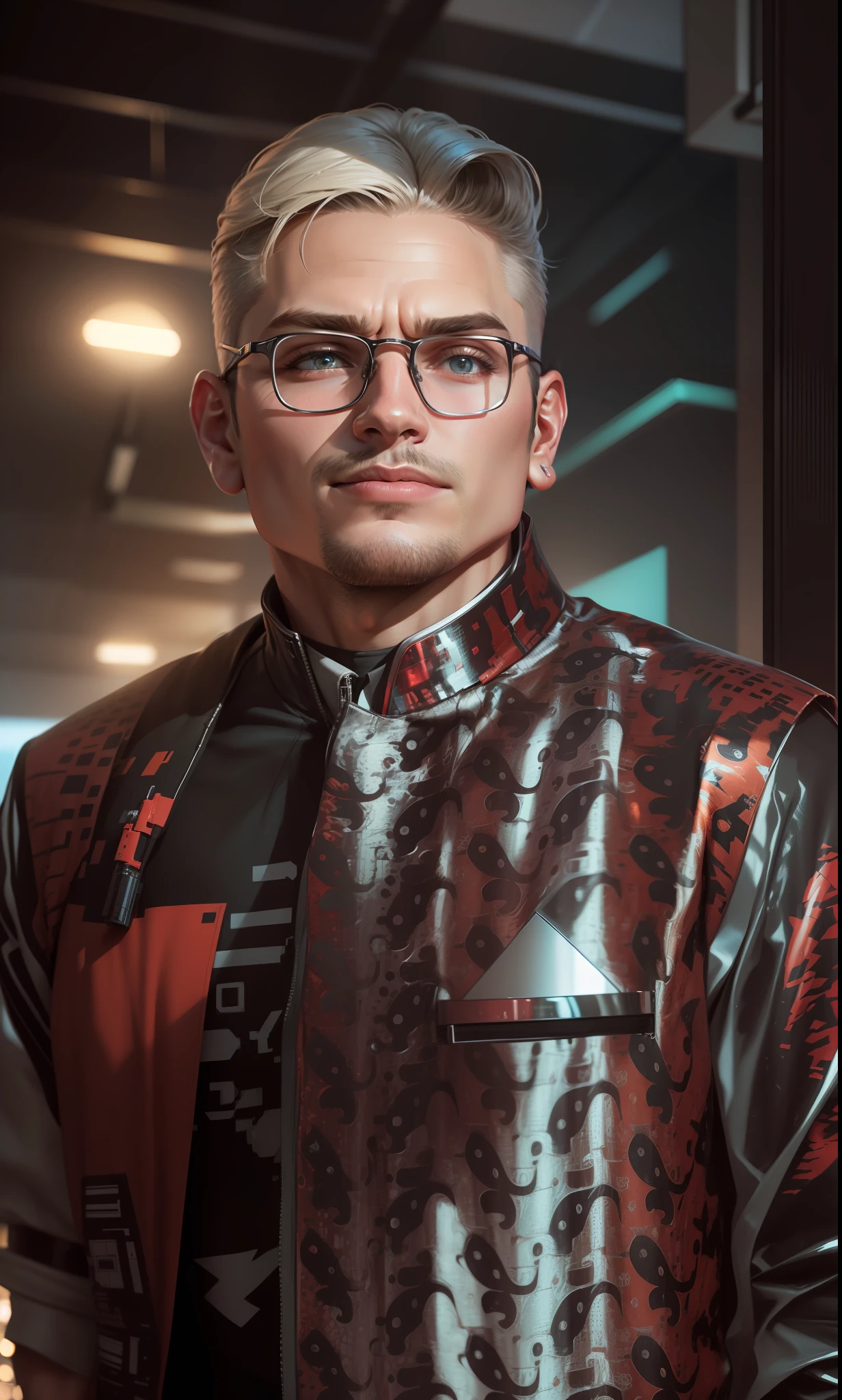 Change background and dress cyberpunk handsome boy,realistic face,4K,ultra realistic,