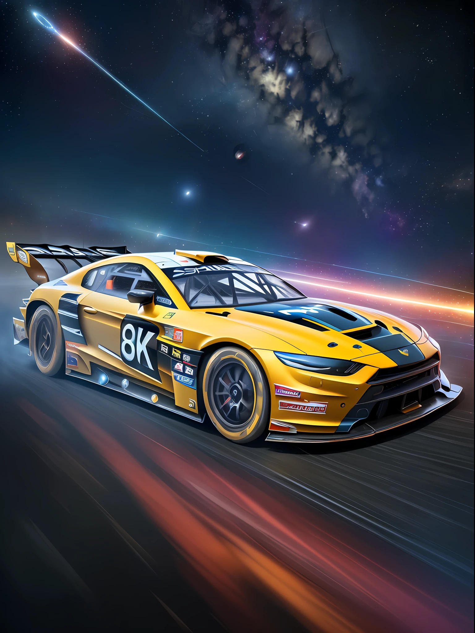 (masterpiece, 8K, UHD, photo-realistic:1.3), (SD Pro space racing car:1.4), in outer space, (vibrant colors:1.2), professional photo, (dynamic angle:1.2), (speeding motion blur:1.3), (starry space background:1.2), (cool colors:1.1), looking at viewer, (wow factor:1.3), (intense atmosphere:1.1) --auto --s2