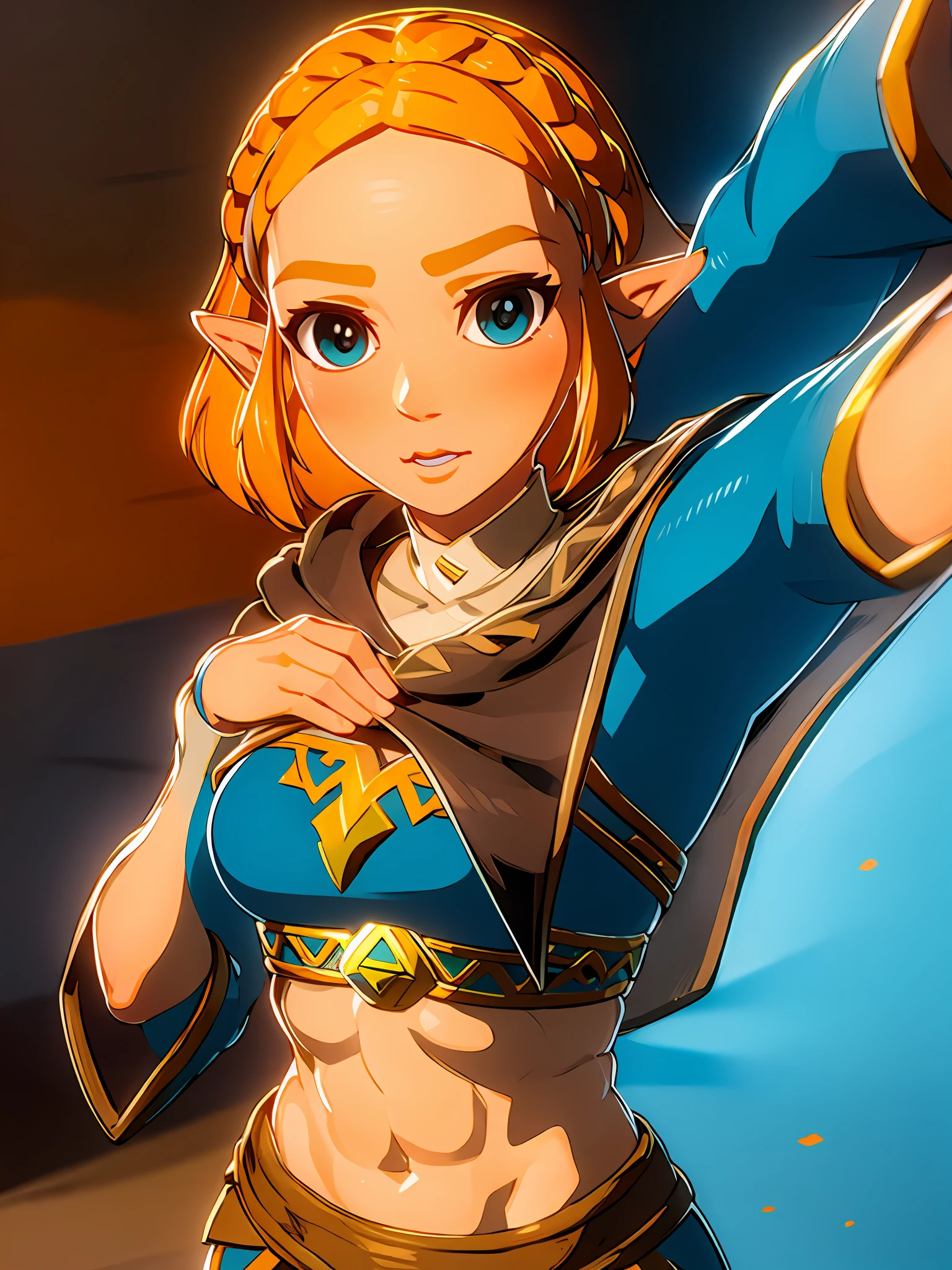 zelda\(princess\) crop top clothes lift,selfie,