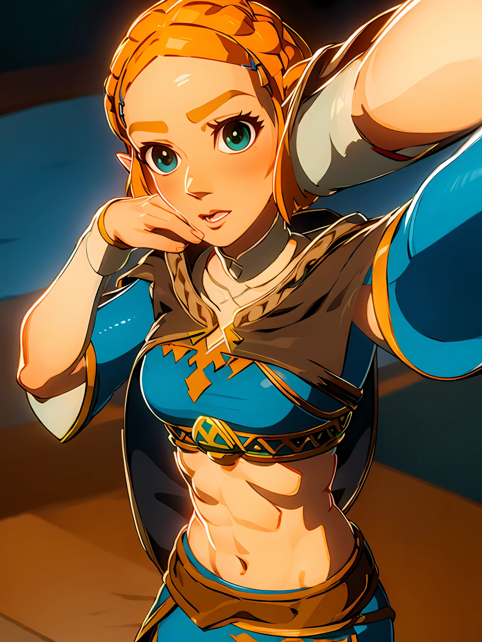zelda\(princess\) crop top clothes lift,selfie,
