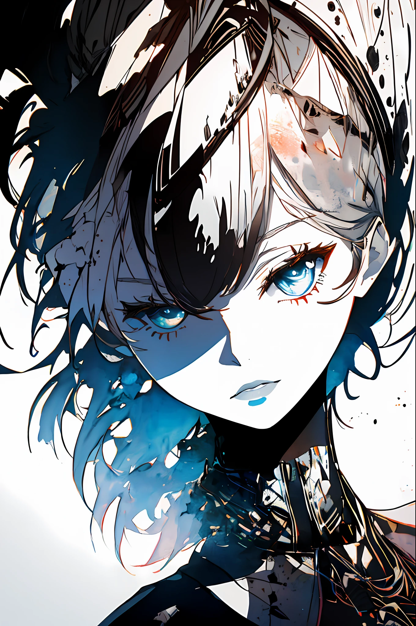 (extremely bright:1.1), white background, [1girl:7], (head tilt:1.2), ([sketch|watercolor \(medium\)]:1.15), (inkblot:1.1), (pale:1.2), chaotic abstract background, vector trace, gradient blending, vibrant colors, superb, extremely detailed, intricate, (extremely low contrast:1.4)