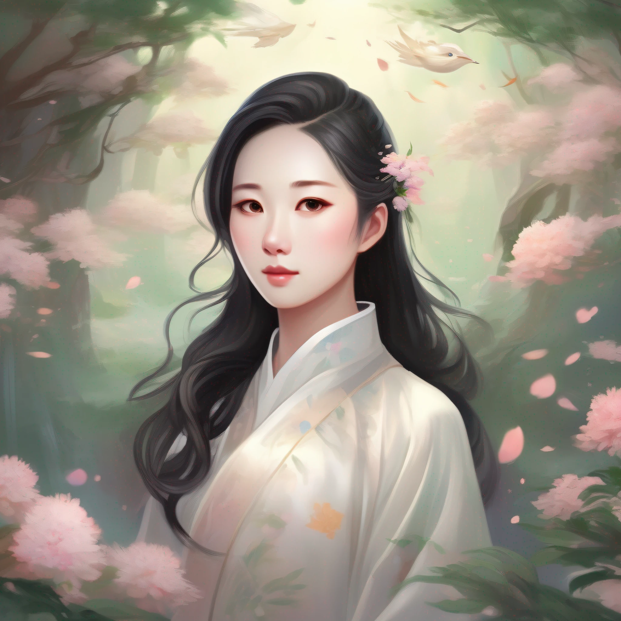 There is a woman in a very elegant forest,with her beautiful flowering quinome, Xintong Chen, 2 9 years, 2 8 years, 3 0 years woman, 30 years woman, 2 7 years, Zeng Fanzh, 3 2 years, 38 years, Xue Han, Wenfei Ye, author Li Zhang, woman