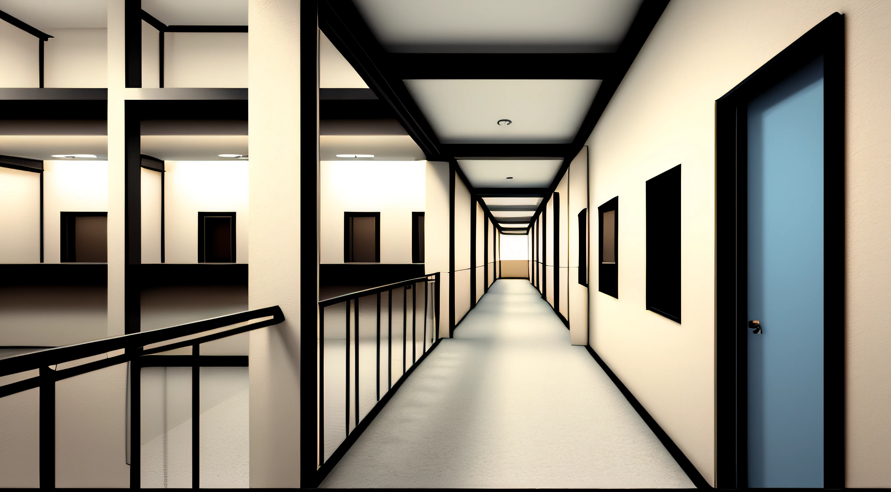 Classroom, hallway, anime keyframe, hand drawn animation, two-point perspective