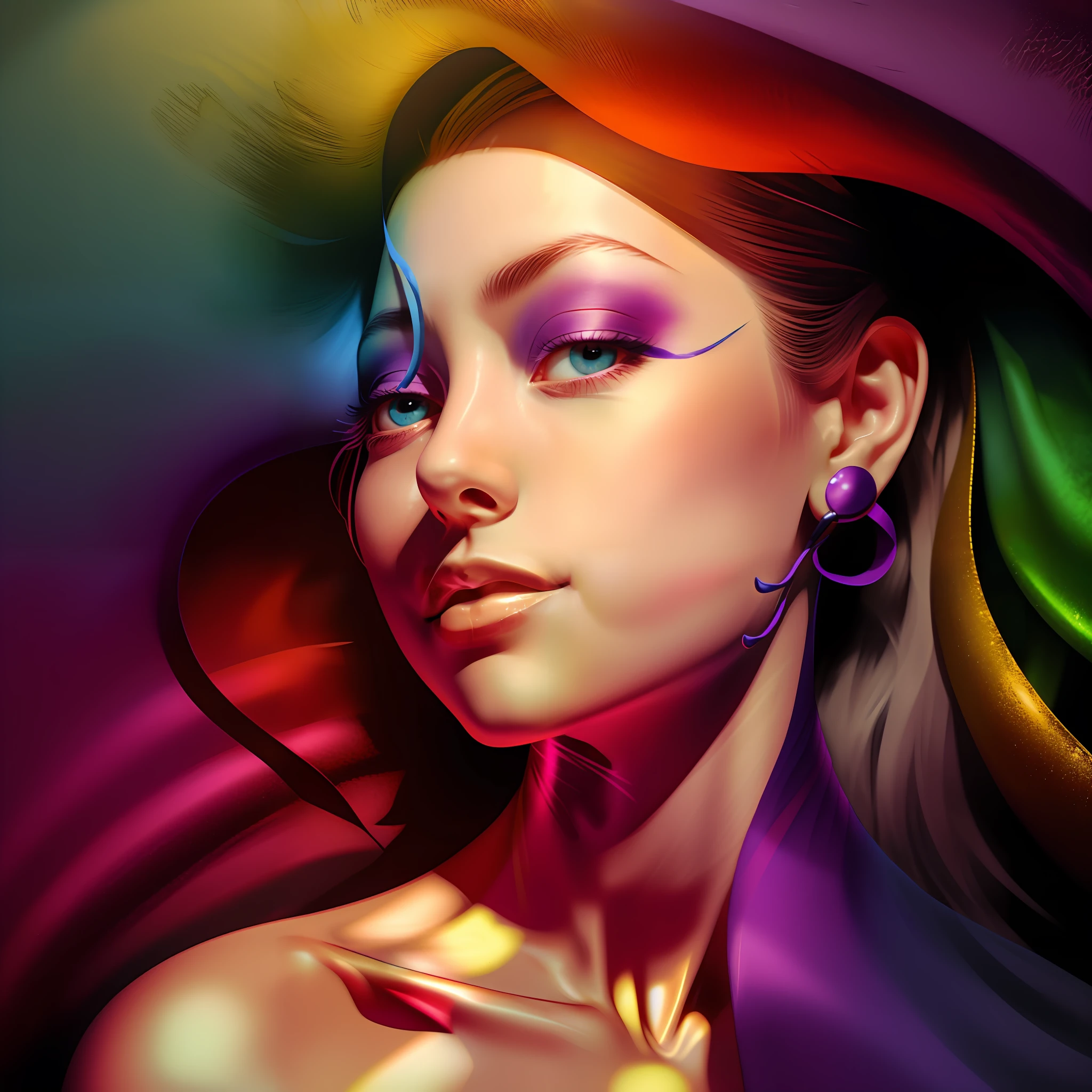 aerial, vivid colors, colored ribbons