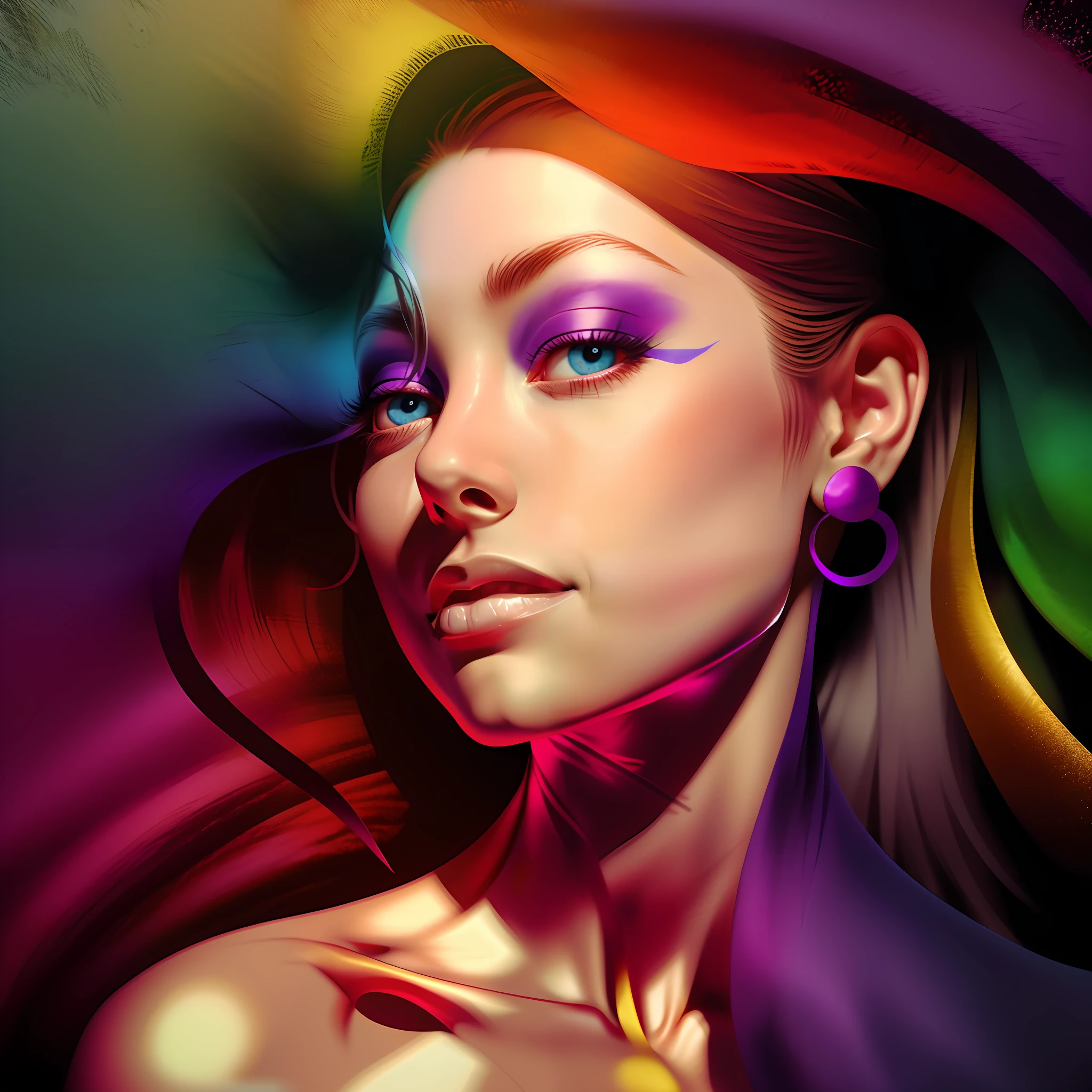 aerial, vivid colors, colored ribbons