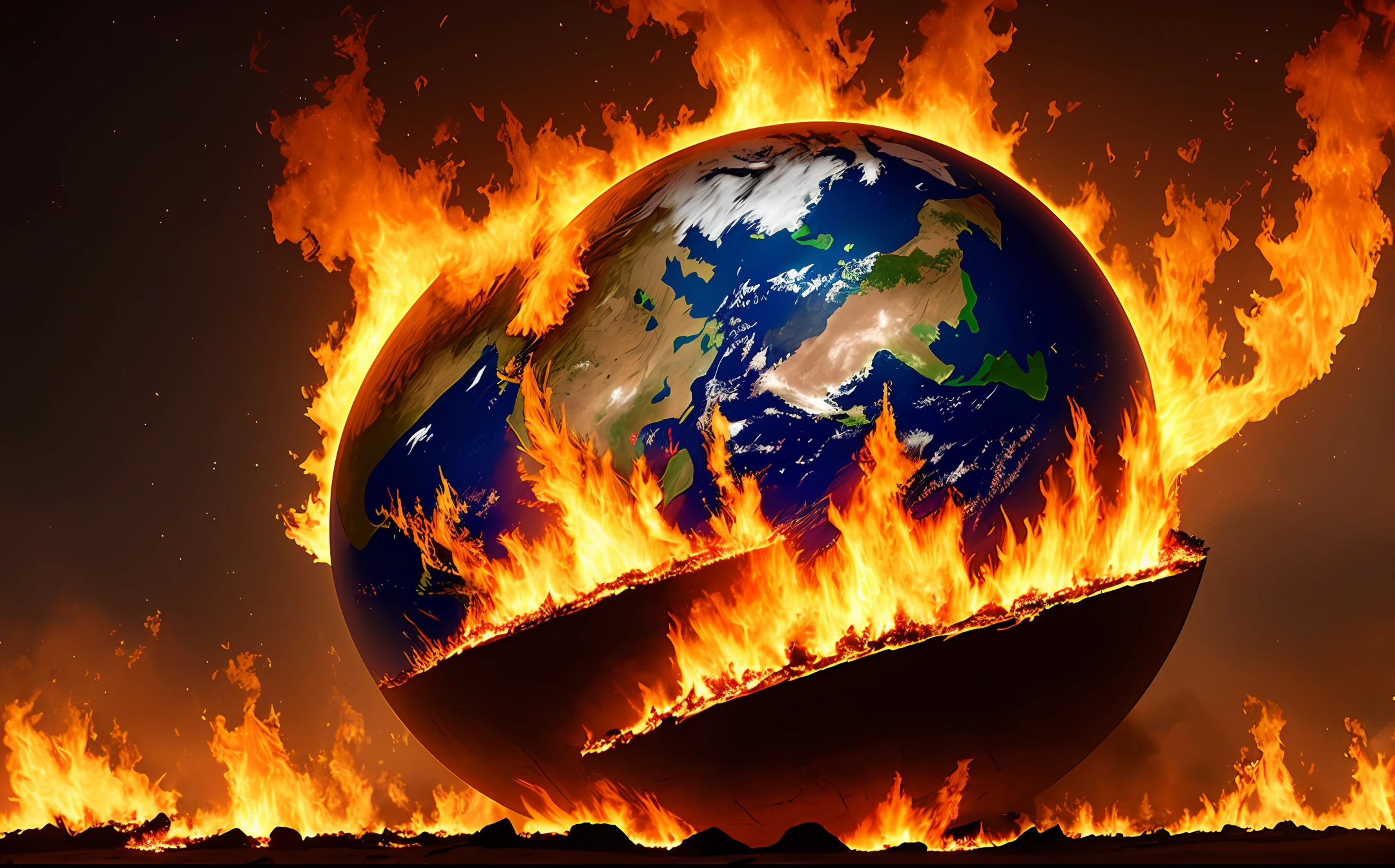 Planet earth burning/burning. Realistic