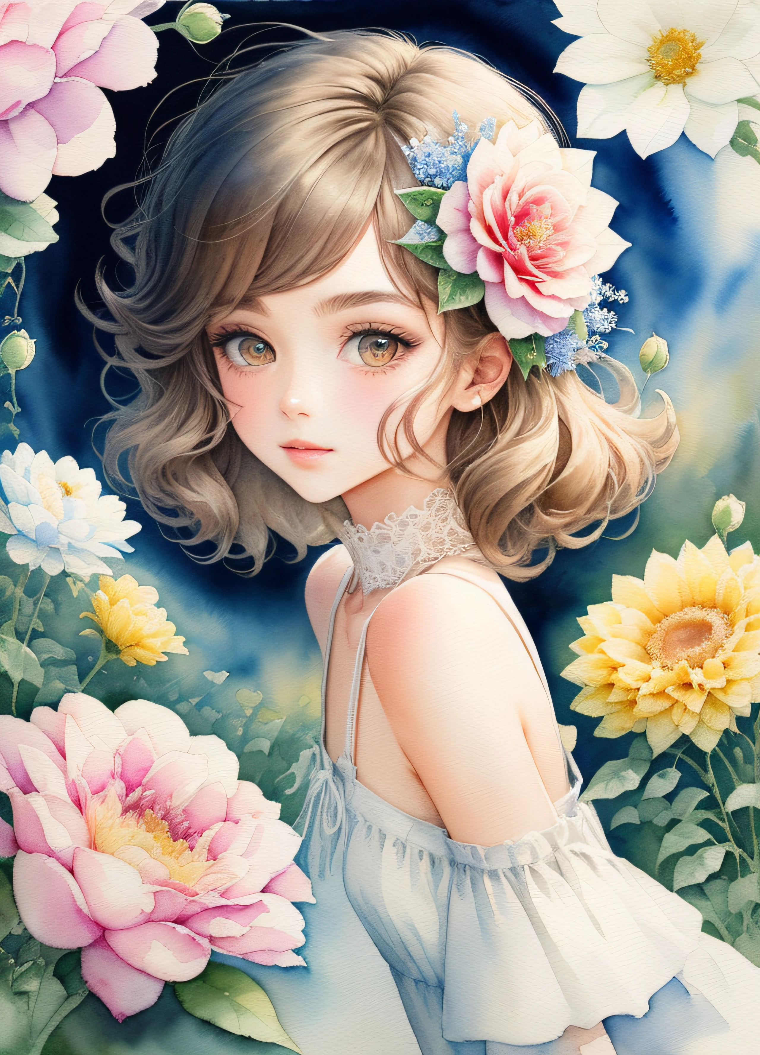 (masterpiece), (best quality: 1.1), (ultra-detailed), best illustration, finely detailed, (watercolor drawings: 1.4), (hand-painted: 1.2), (watercolor brush hair), bouquet consisting of field flowers, no humans