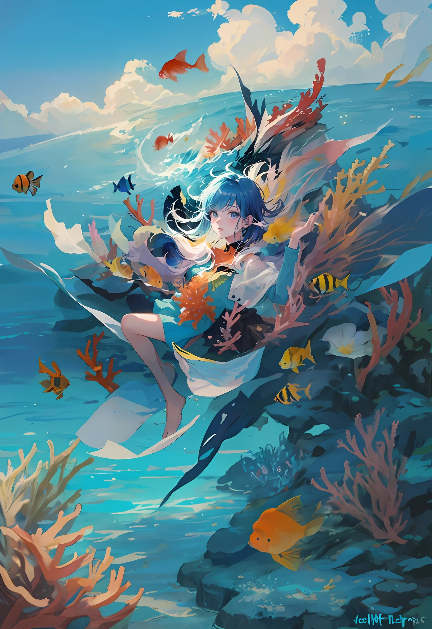 Small brightly colored tropical fish with corals, small brightly colored tropical fish with corals. Small brightly colored tropical fish with corals, small brightly colored tropical fish with corals.