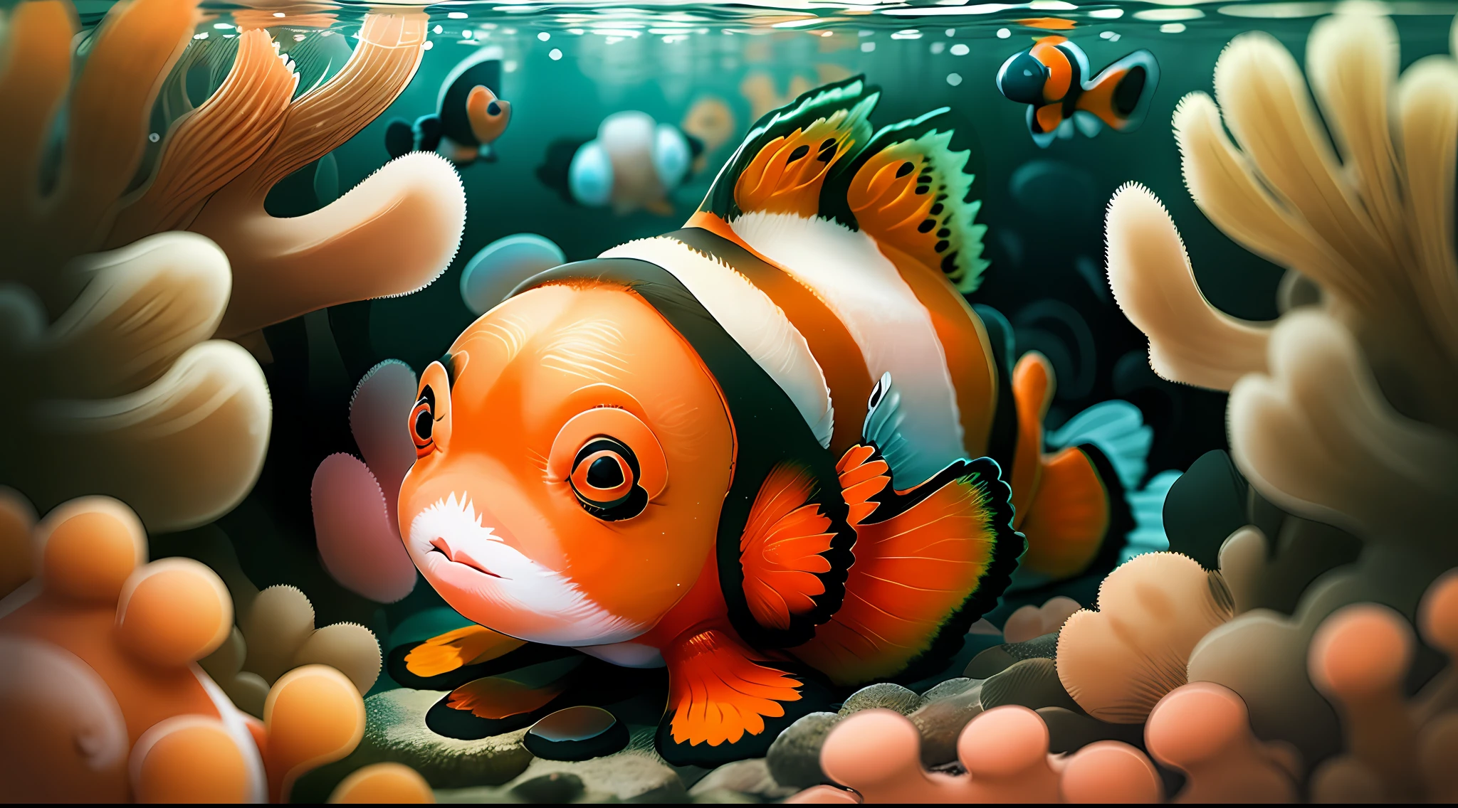 (((female clownfish:1.2), lipstick))