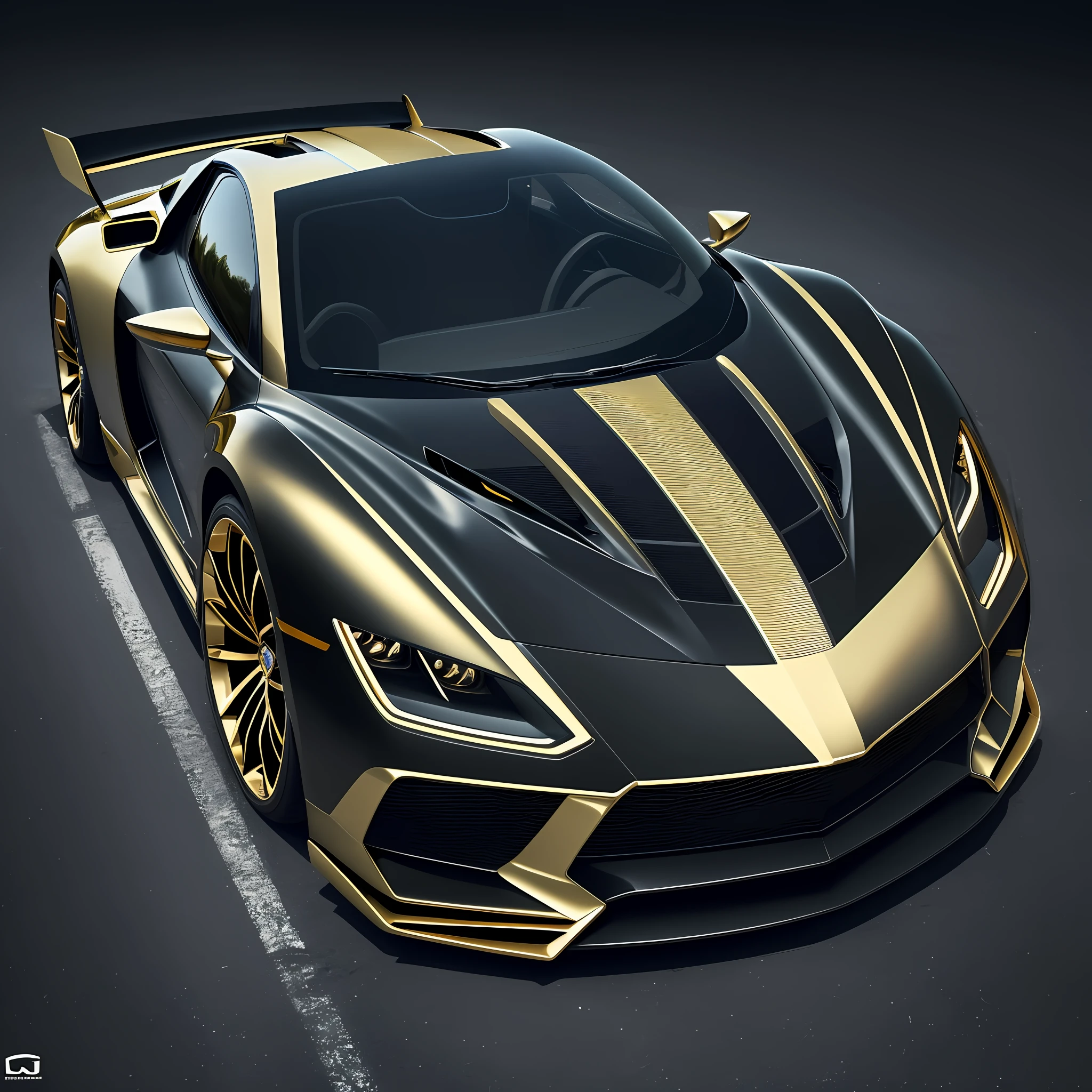 Sporty and futuristic car (black and gold) --auto --s2