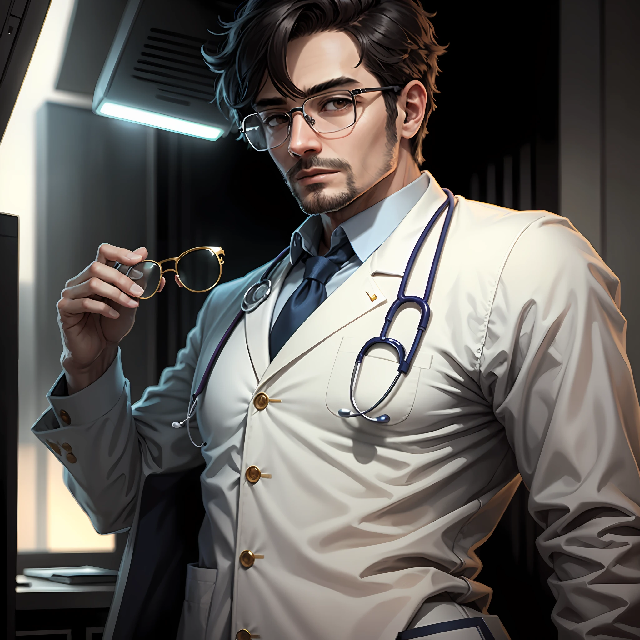A doctor, wearing round glasses, male --auto