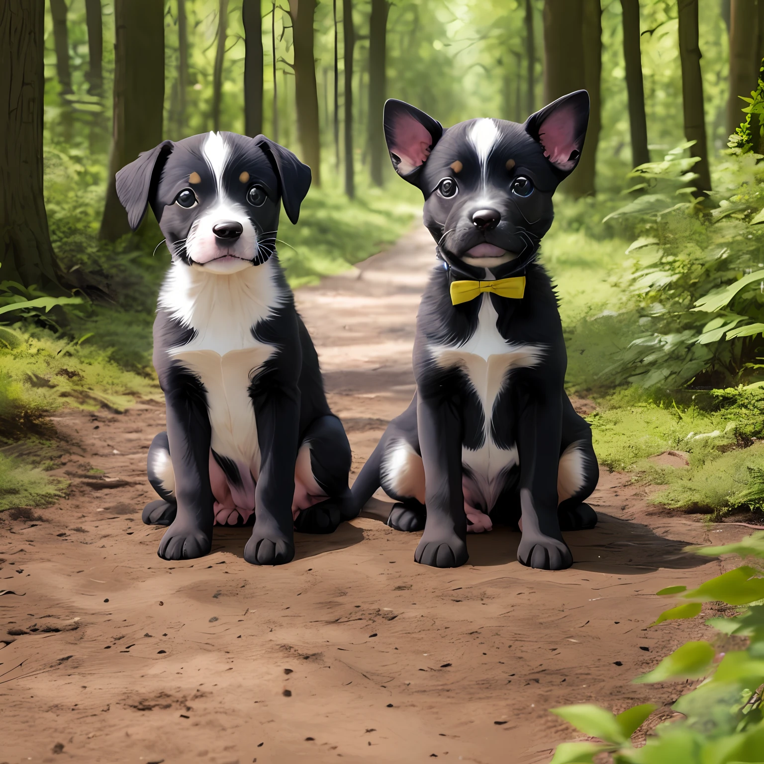 French bulldig puppy photographs in a seated forest