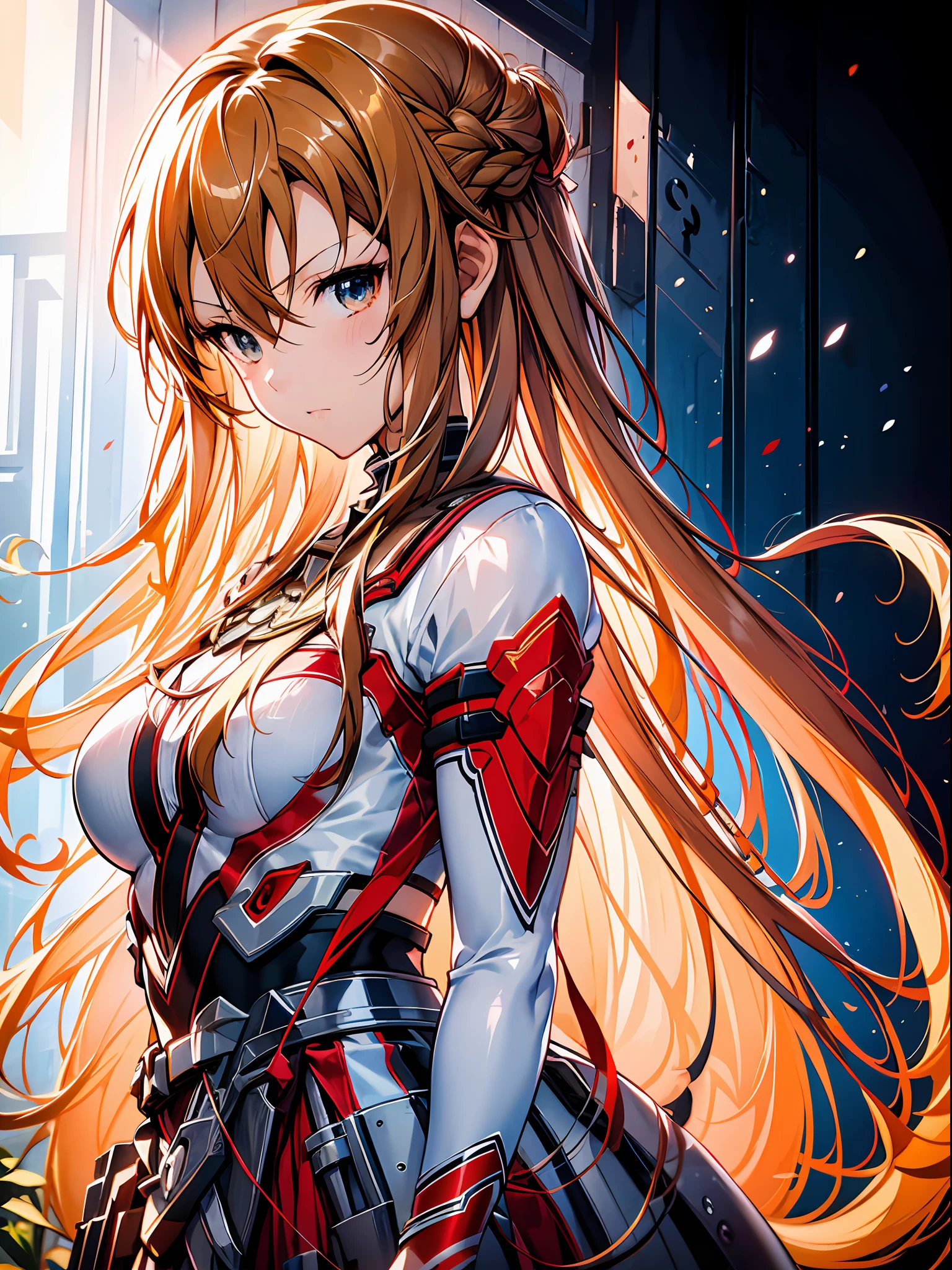 anime girl with long hair and sword in field with sky background, asuna yuuki, asuna from sao, epic light novel art cover, detailed key anime art, anime goddess, portrait of a female anime hero, detailed digital anime art, high detailed official artwork, blonde anime girl with long hair, photo of asuna from sao, anime girl with long hair