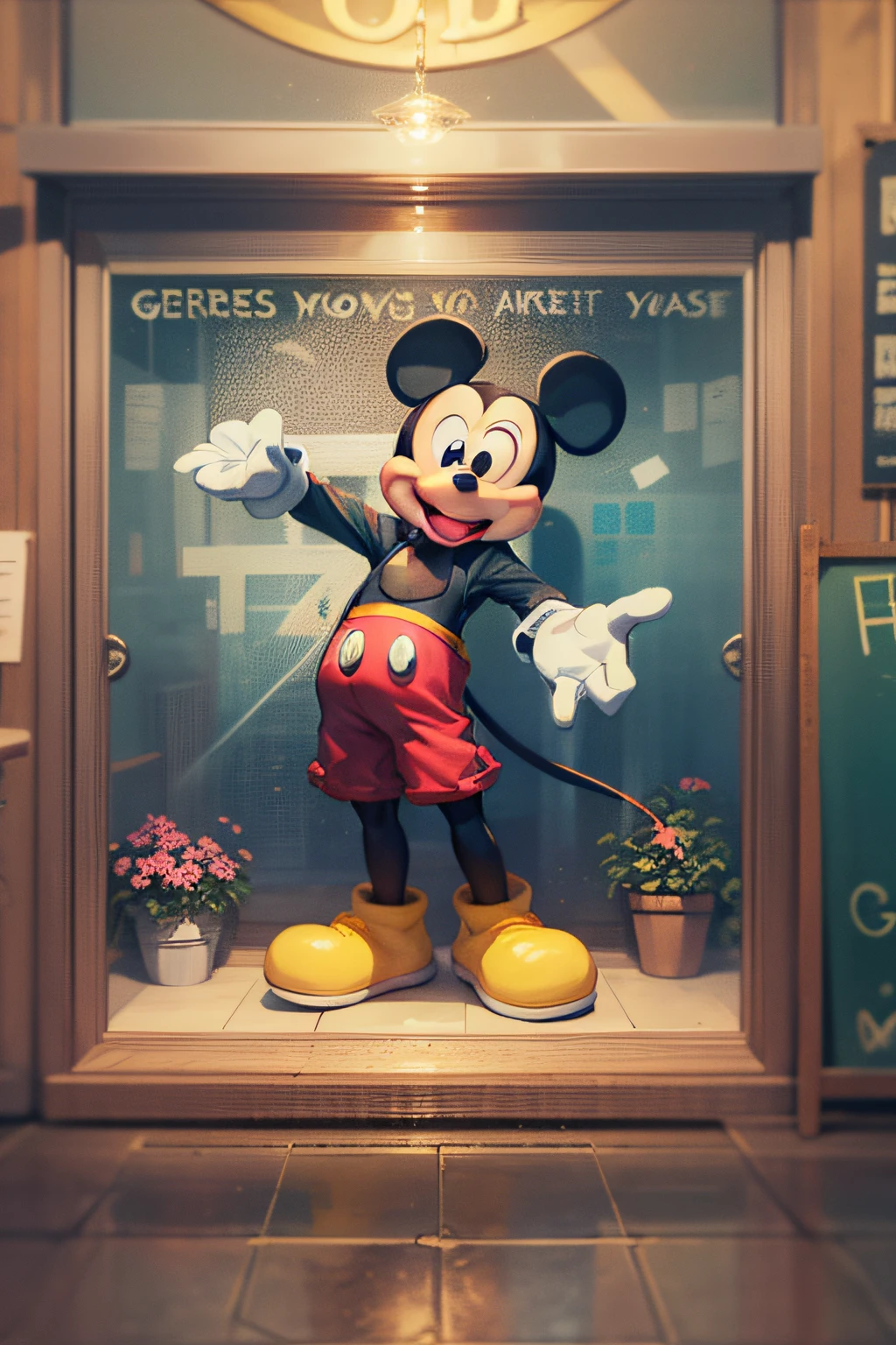 mickey mouse with a sign in his hand that says GERO I LOVE YOU