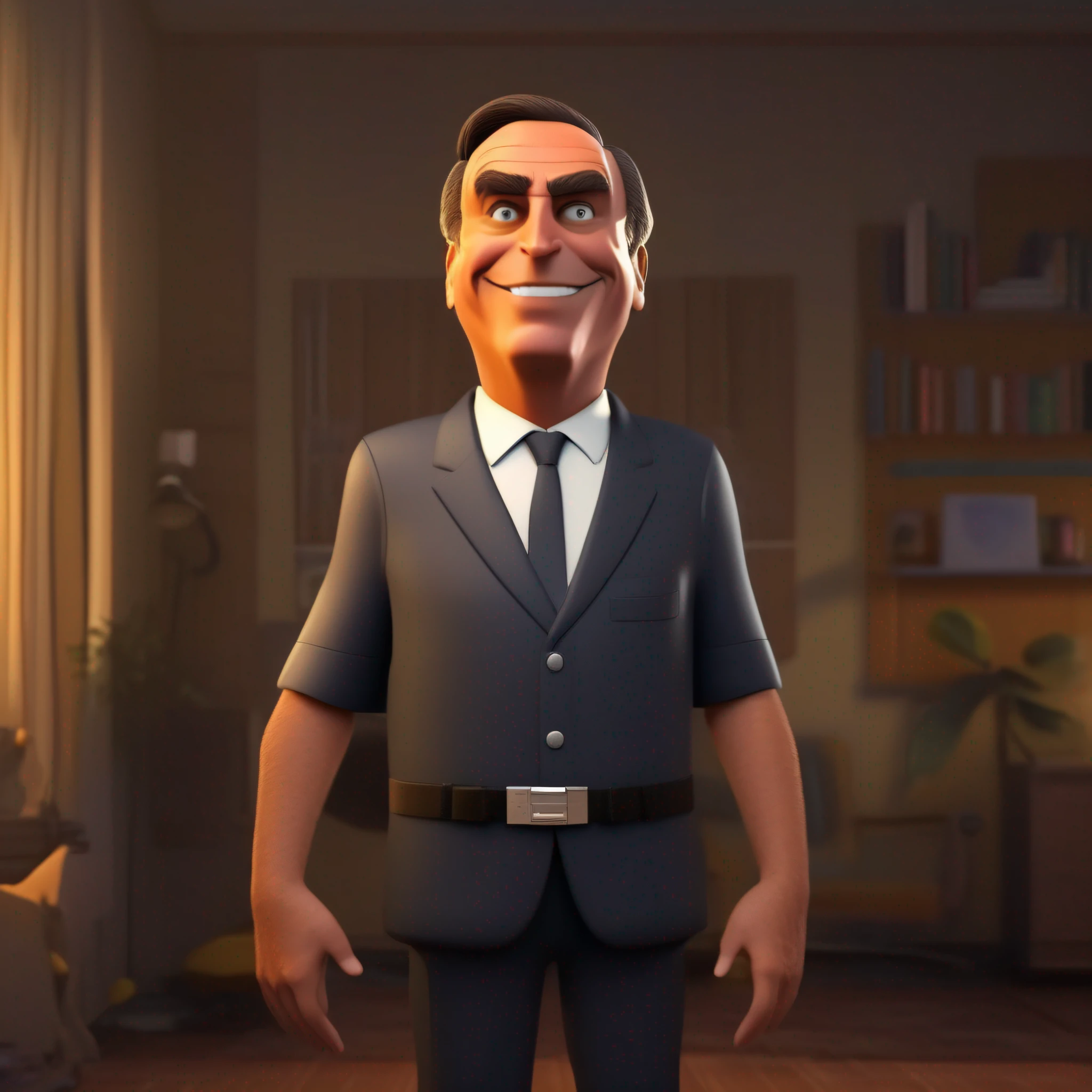 (Pixar style: 1.25) A waist-high portrait of Bolsonaro