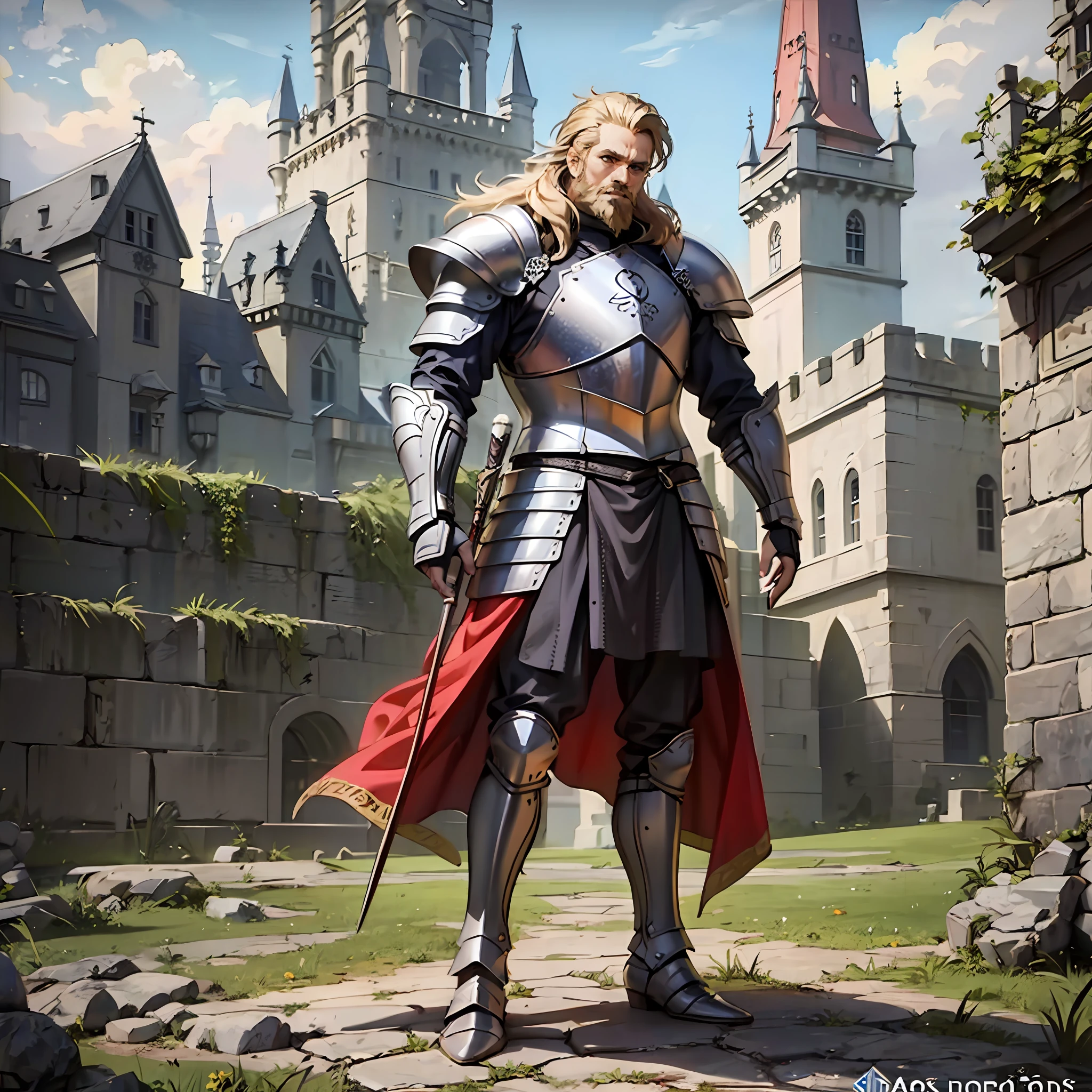 Sigfried,Men, Castle,Full Body, Nordic Armor, 4k, Bearded, Dark Fantasy, Realistic