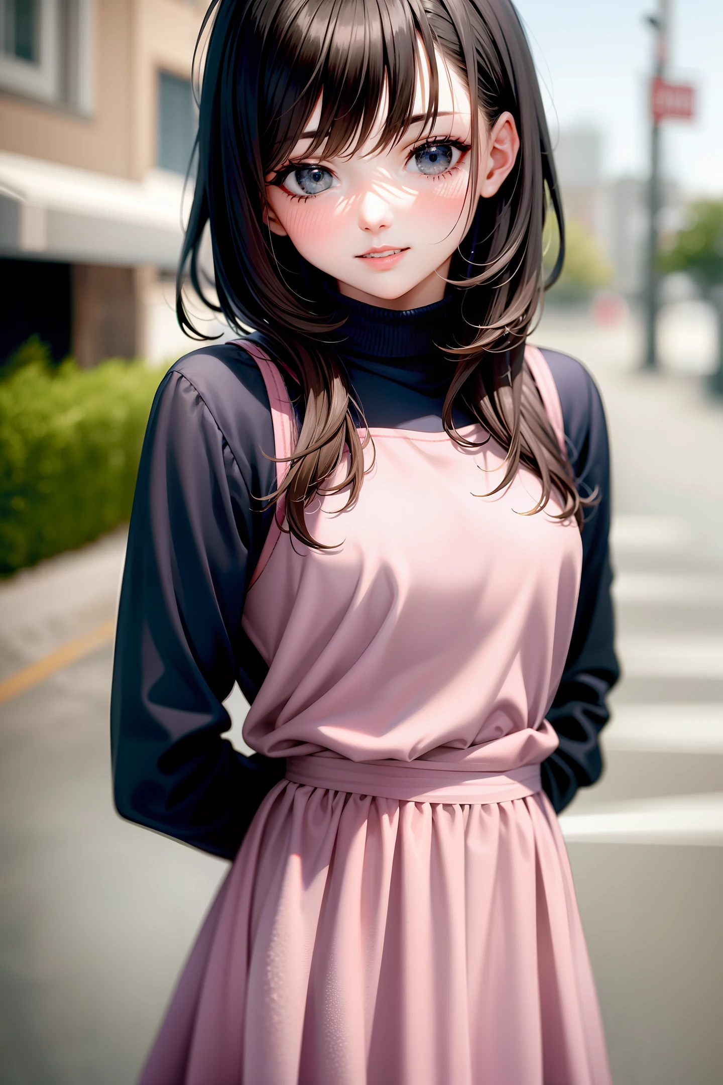 Best quality, extremely detailed, beautiful, cute, on the street