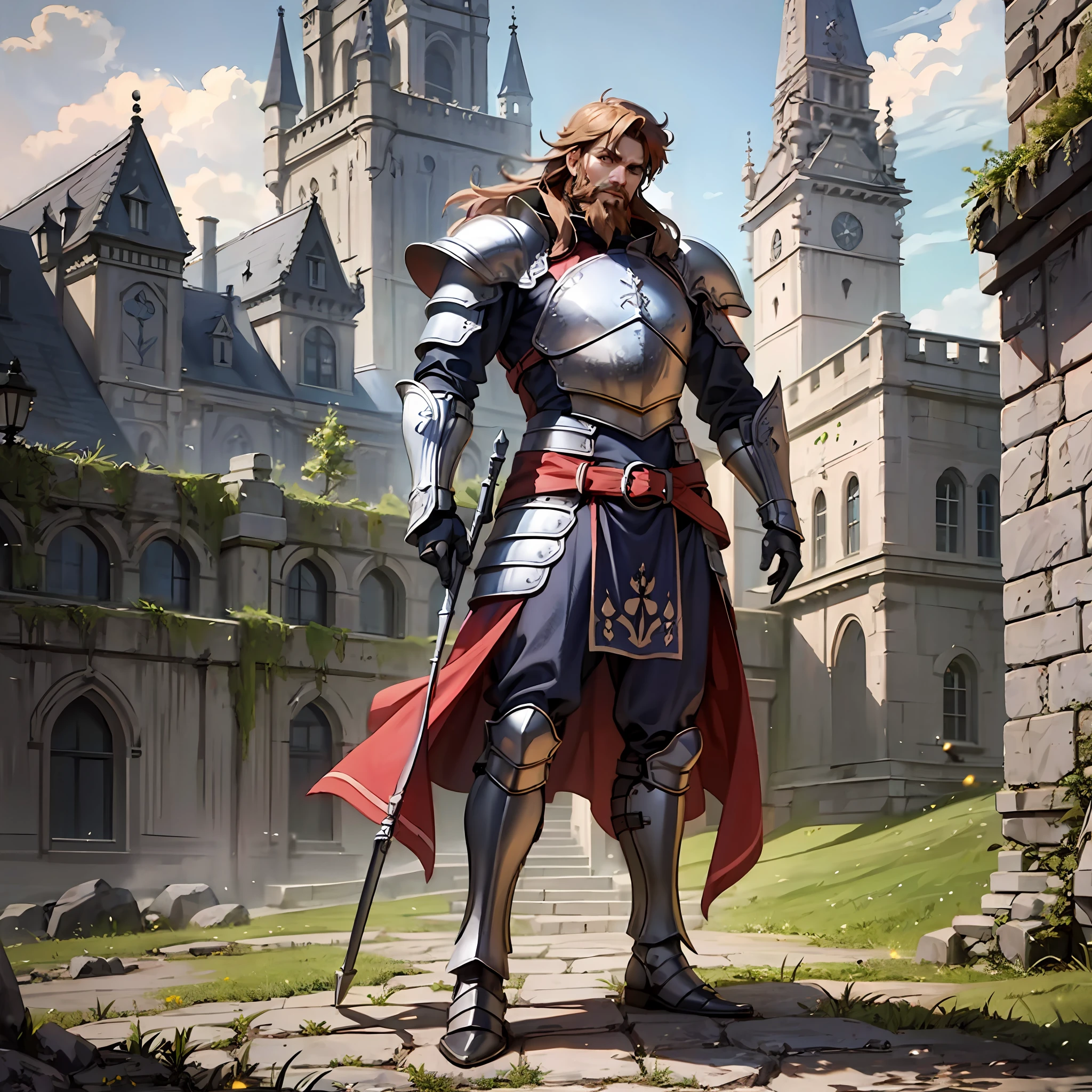 Boy, Castle,Full Body, Nordic Armor, 4k, Bearded, Dark Fantasy, Realistic