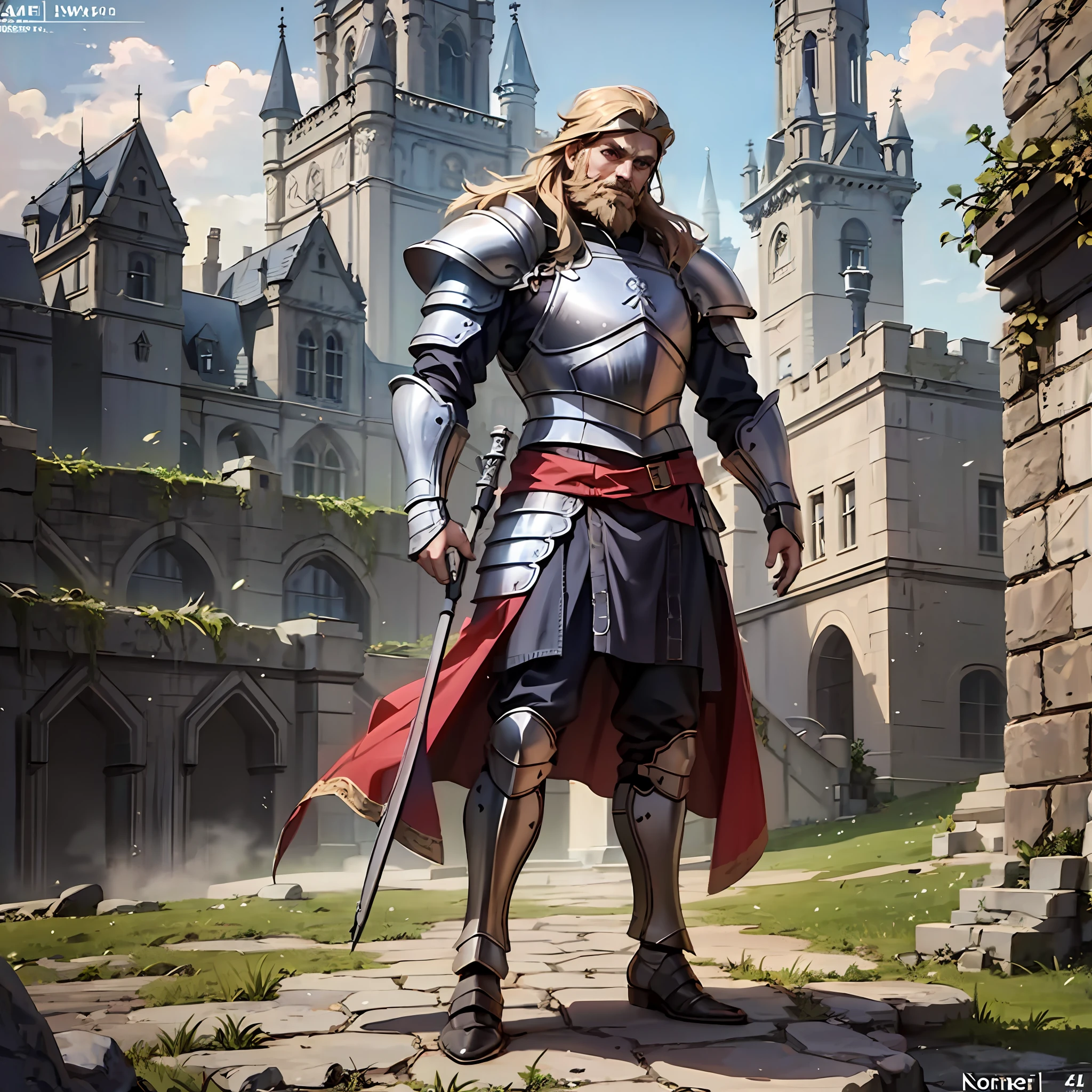 Boy, Castle,Full Body, Nordic Armor, 4k, Bearded, Dark Fantasy, Realistic