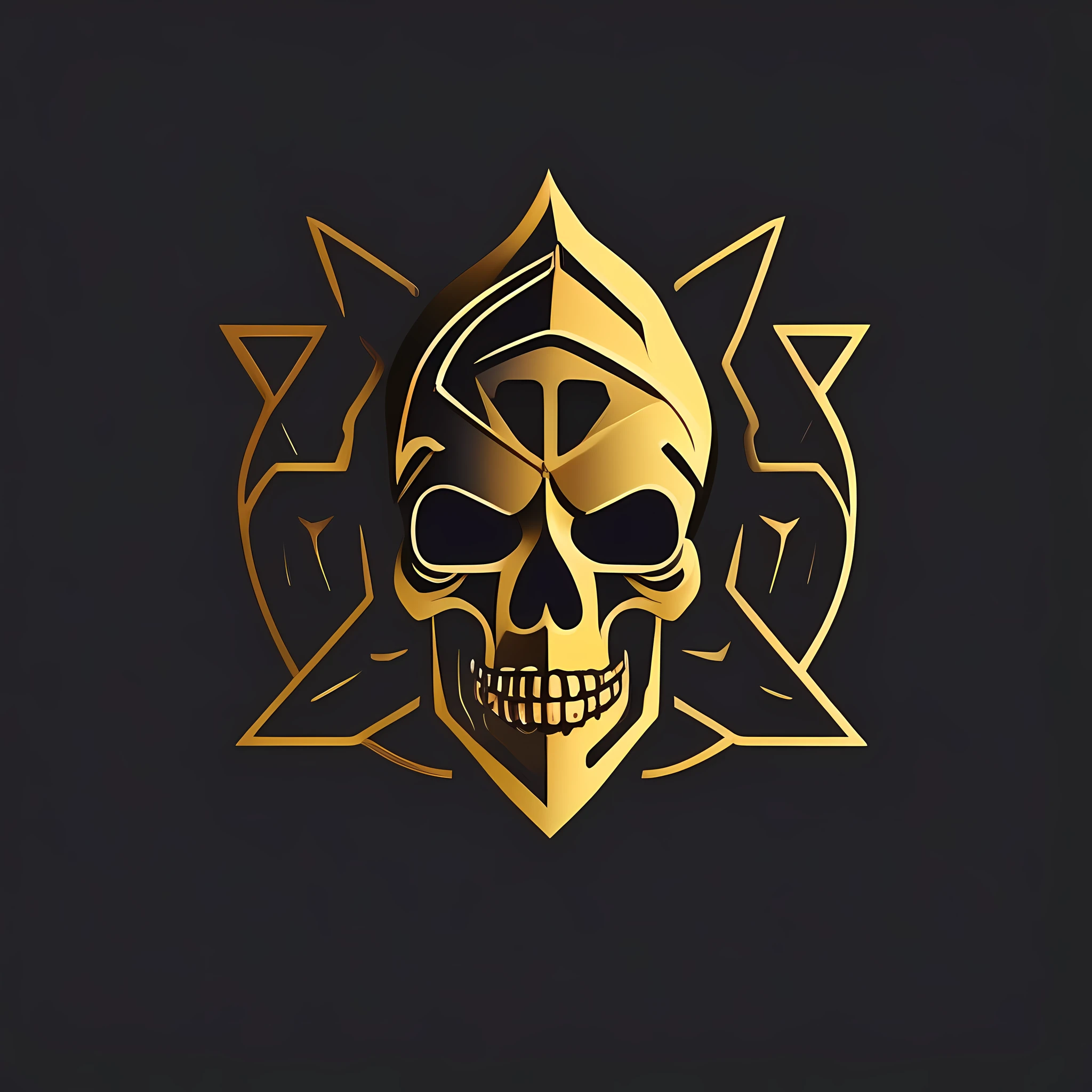 logo, vector, logo design, vector, simple, flat, icon, minimalism, well-defined lines and contours, centralized, a golden skull